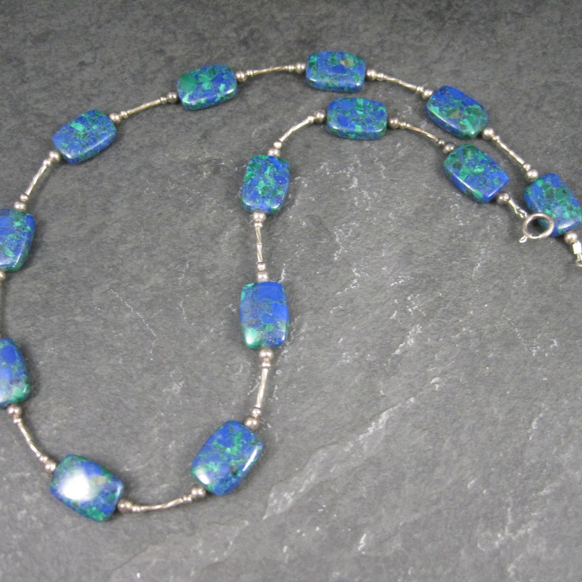 Vintage Sterling Southwestern Azurite Necklace 16 Inches