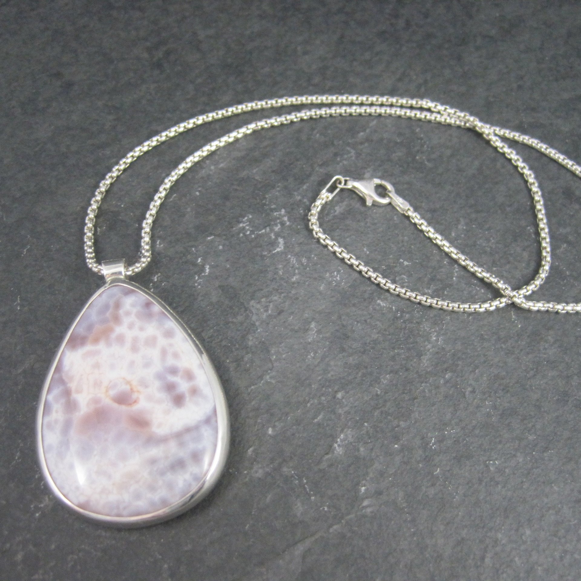 Vintage Sterling Purple Agate Pendant Necklace