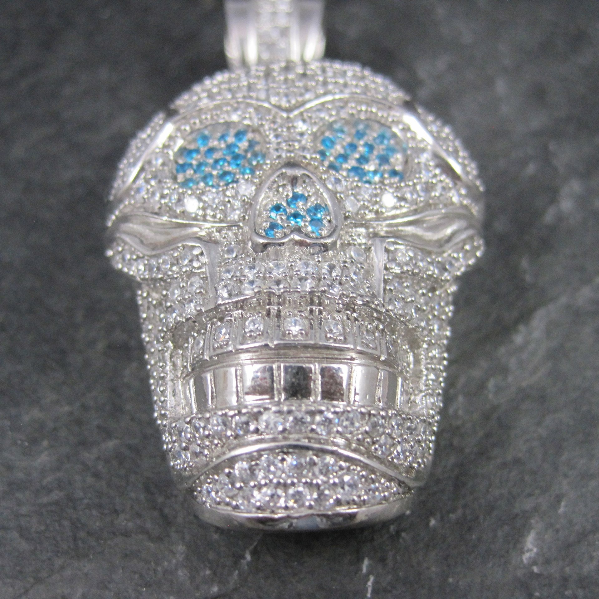 Huge Dimensional Sterling Skull Pendant