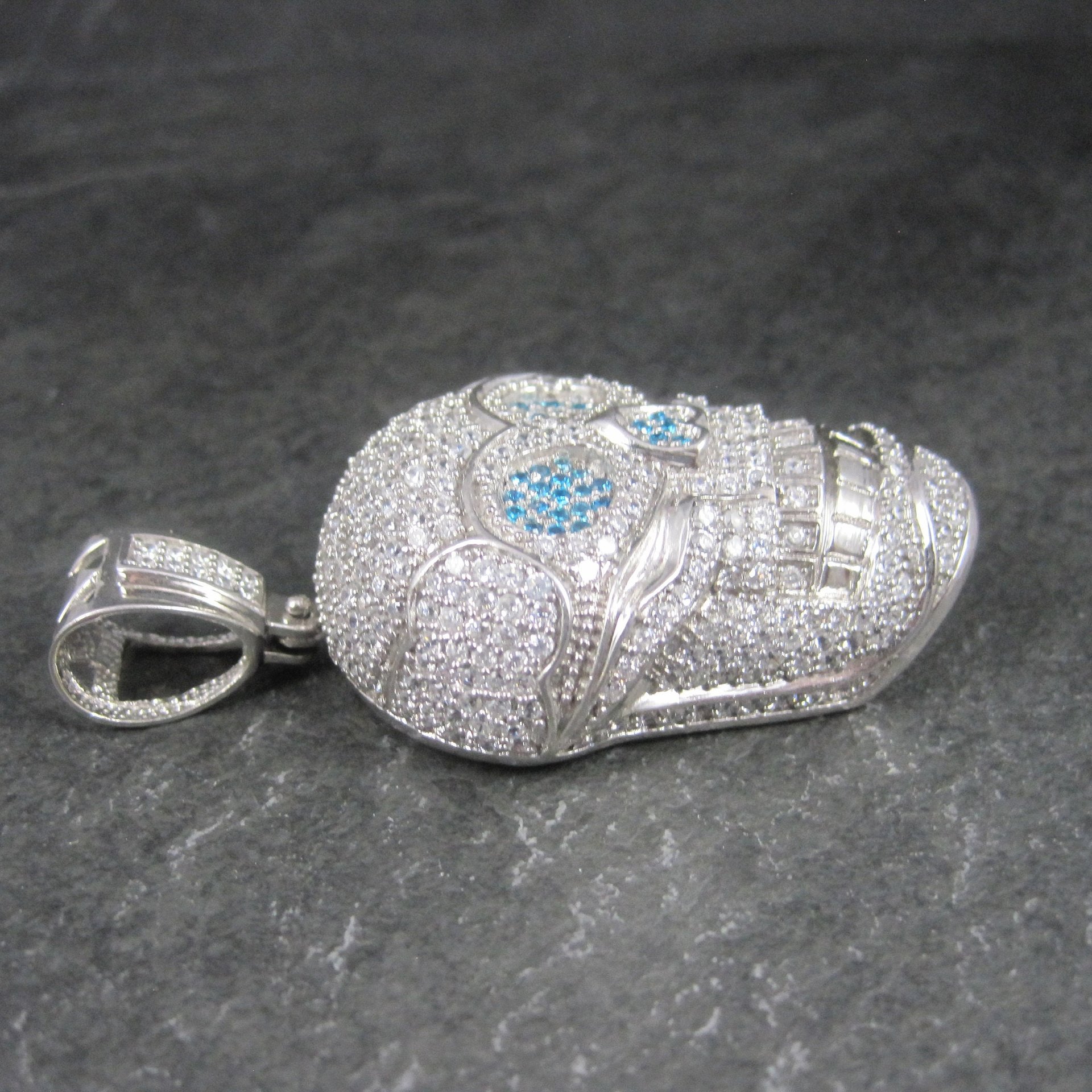 Huge Dimensional Sterling Skull Pendant