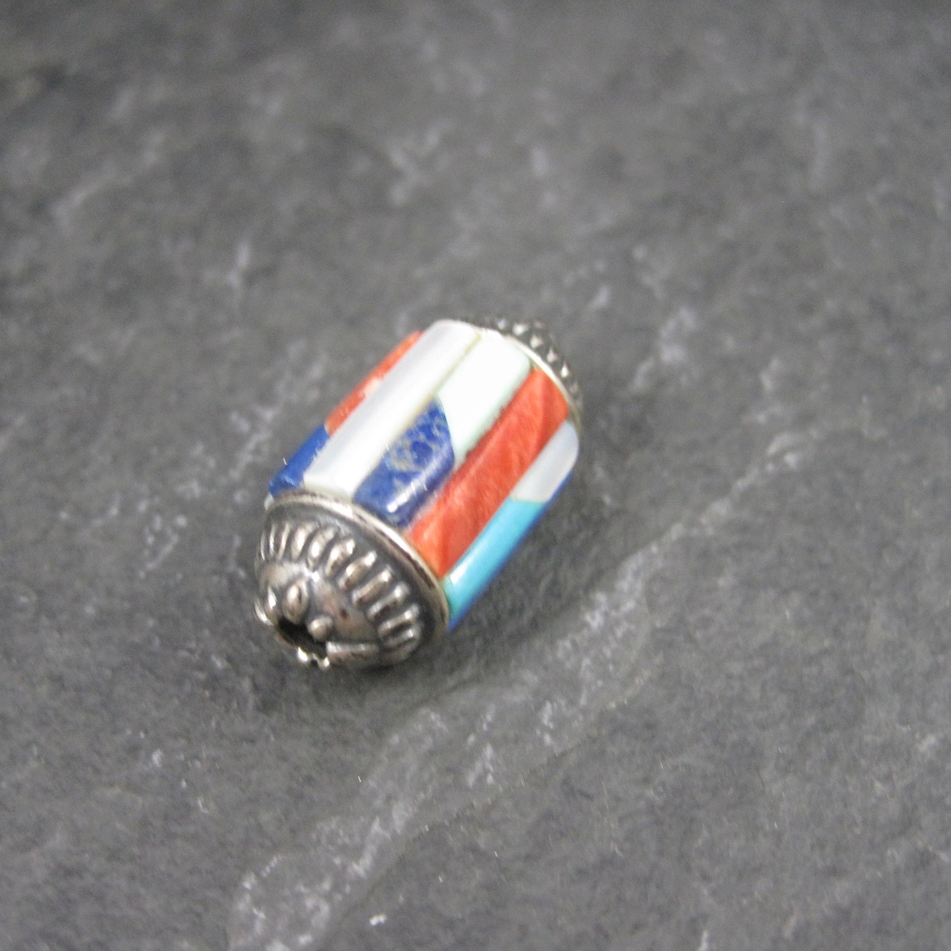 Vintage Gemstone Inlay Bead Pendant