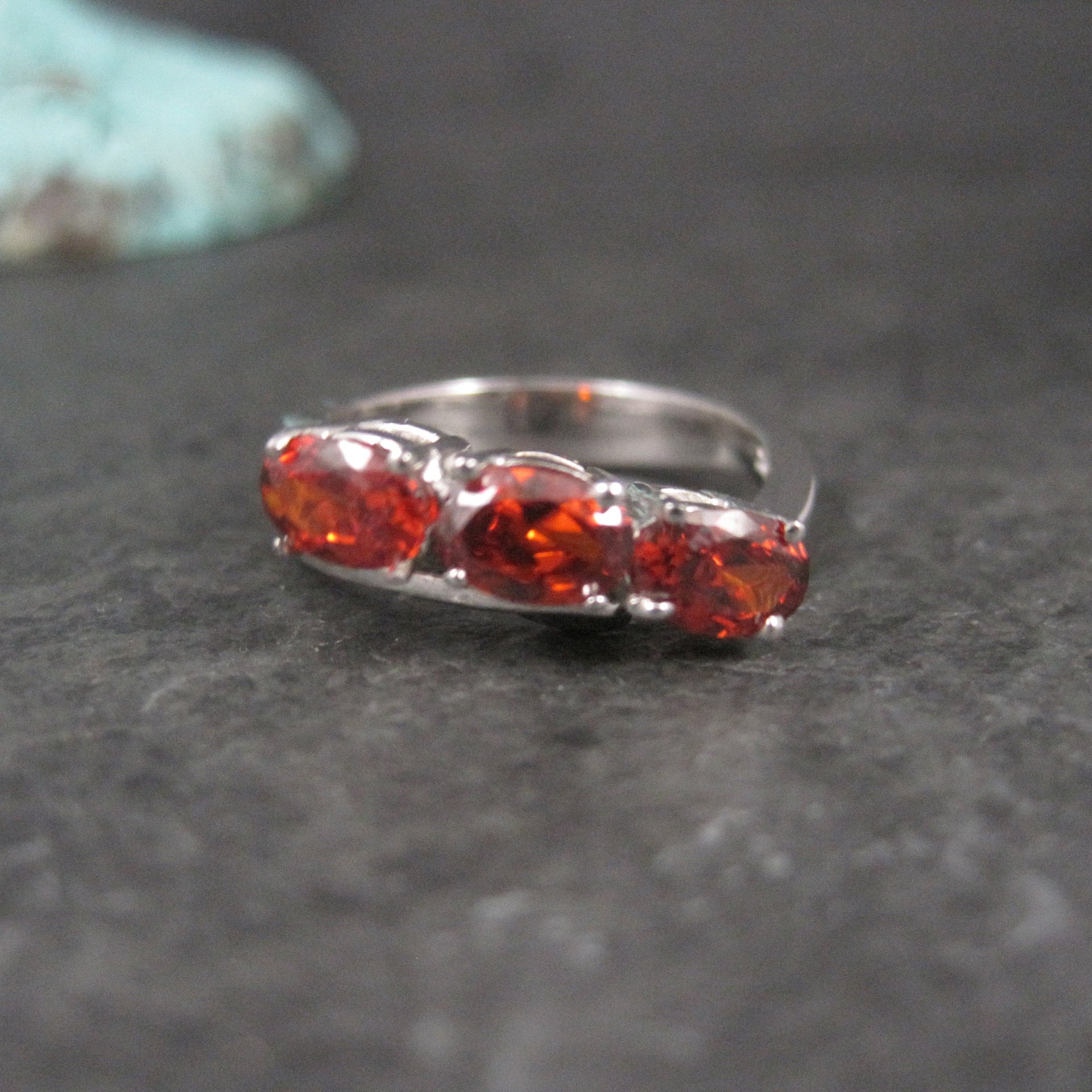 Vintage 10K White Gold Garnet Ring Size 6