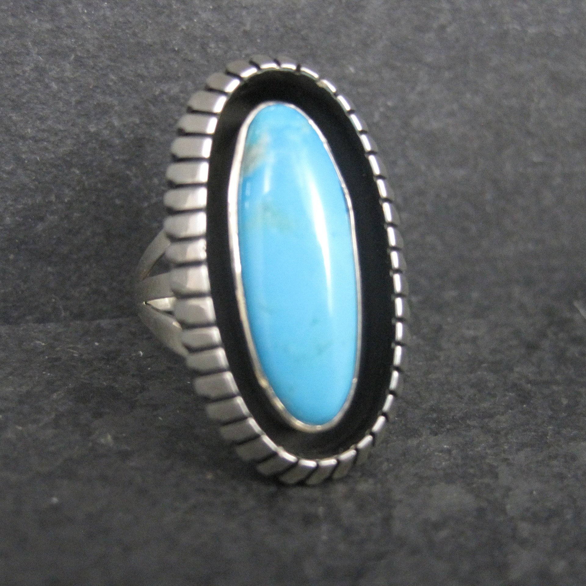 Large Turquoise Shadowbox Ring Size 8