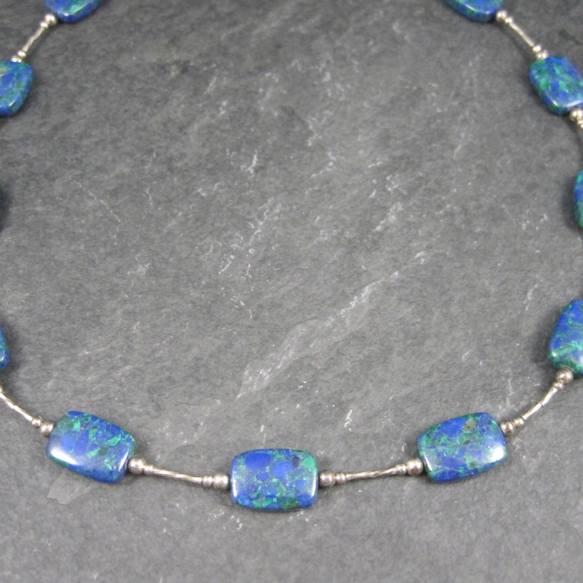 Vintage Sterling Southwestern Azurite Necklace 16 Inches