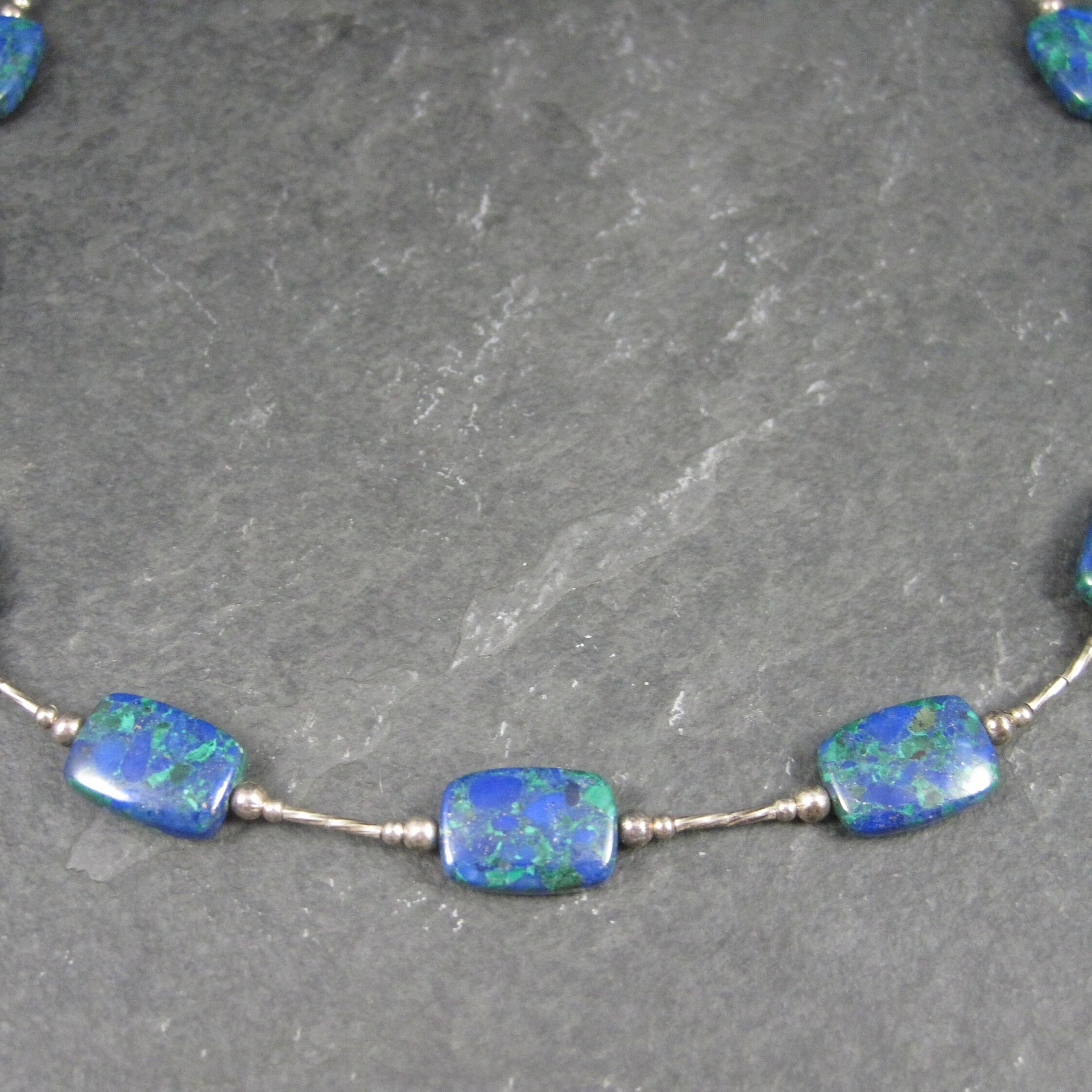 Vintage Sterling Southwestern Azurite Necklace 16 Inches