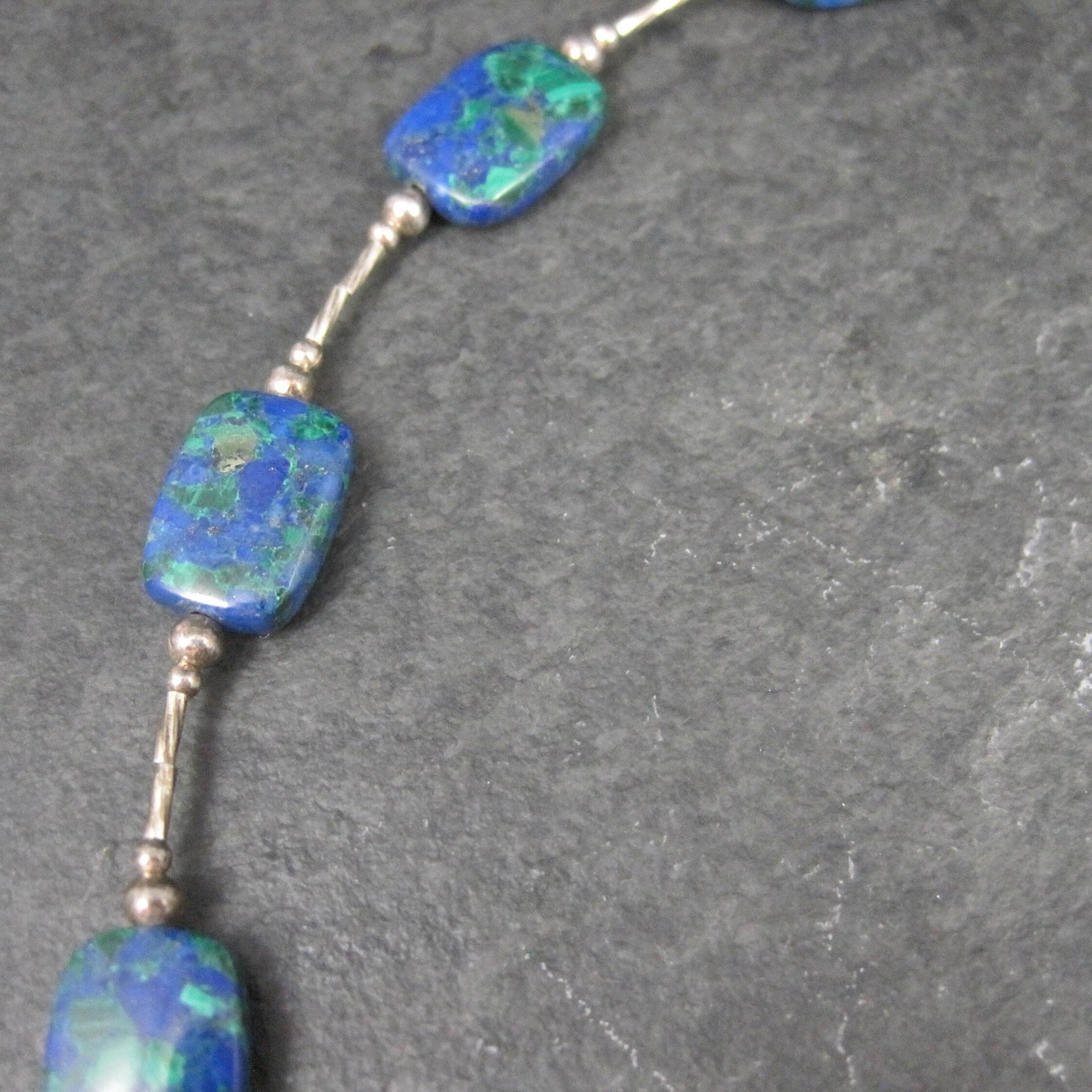 Vintage Sterling Southwestern Azurite Necklace 16 Inches