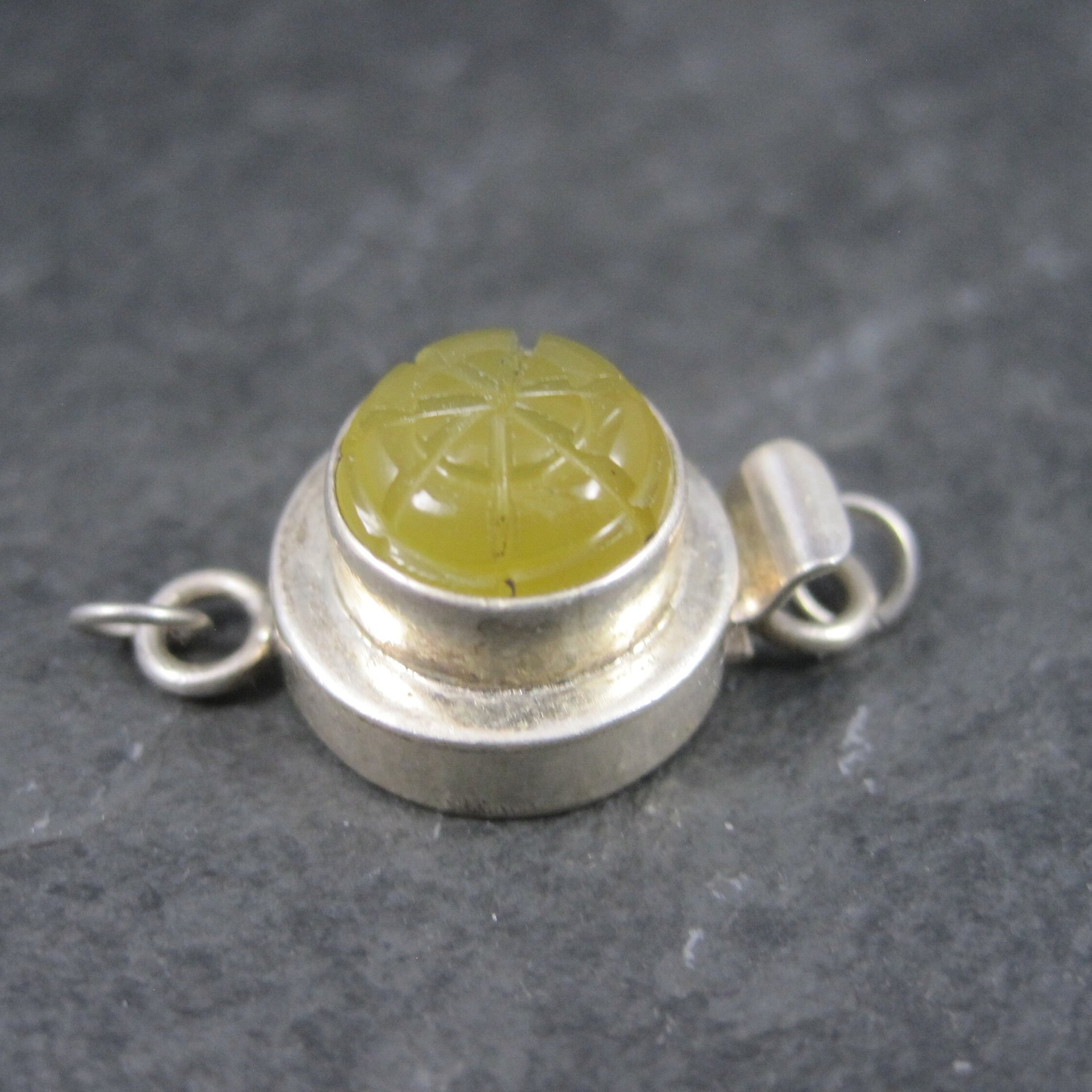 Sterling Carved Yellow Quartz Box Clasp