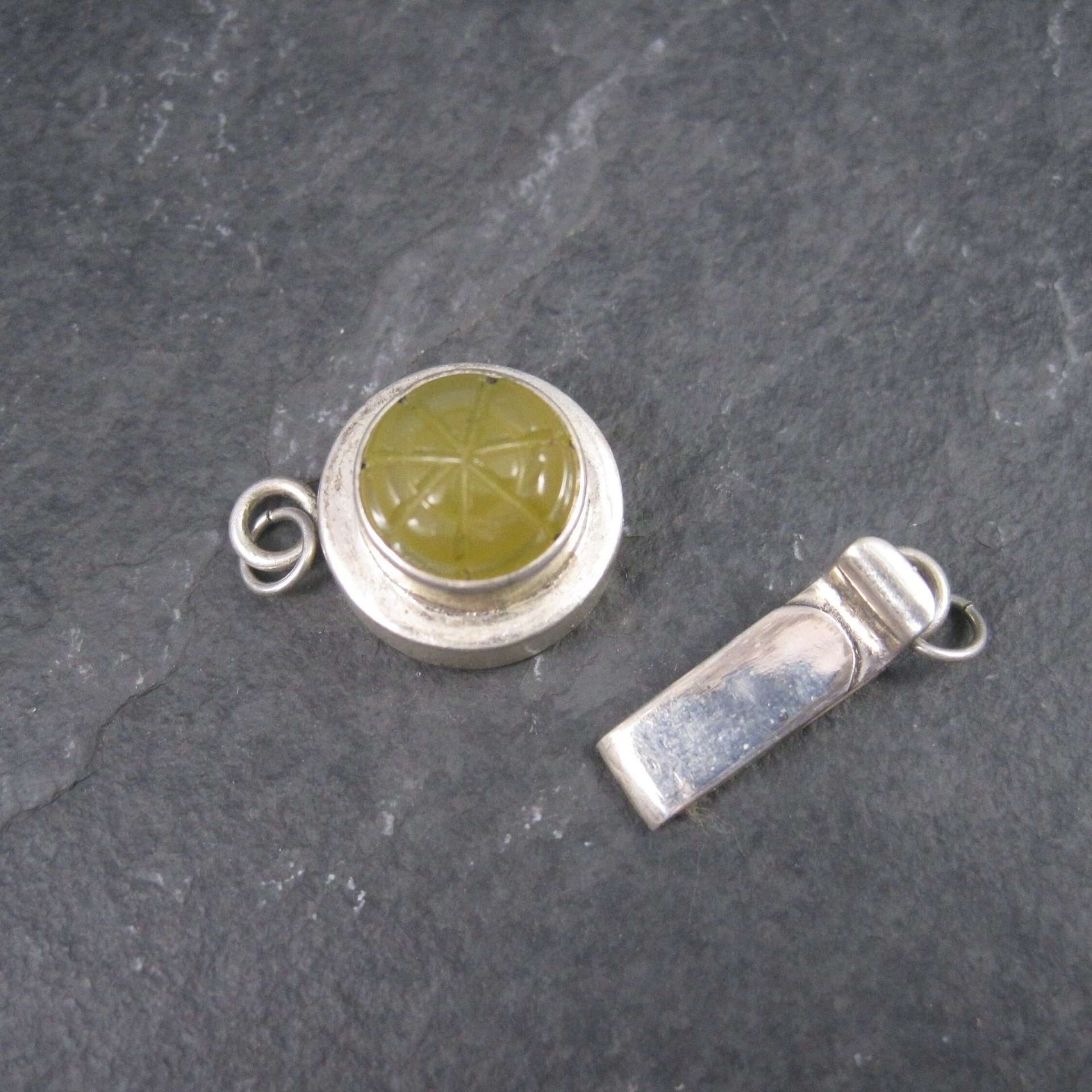 Sterling Carved Yellow Quartz Box Clasp