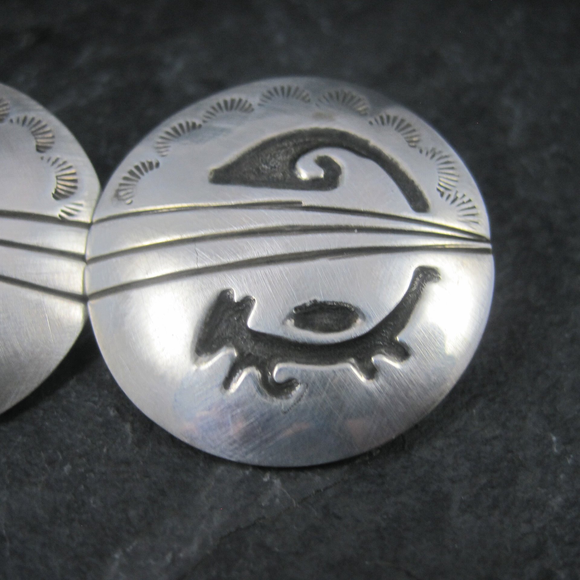 Large Sterling Native American Earrings Signed