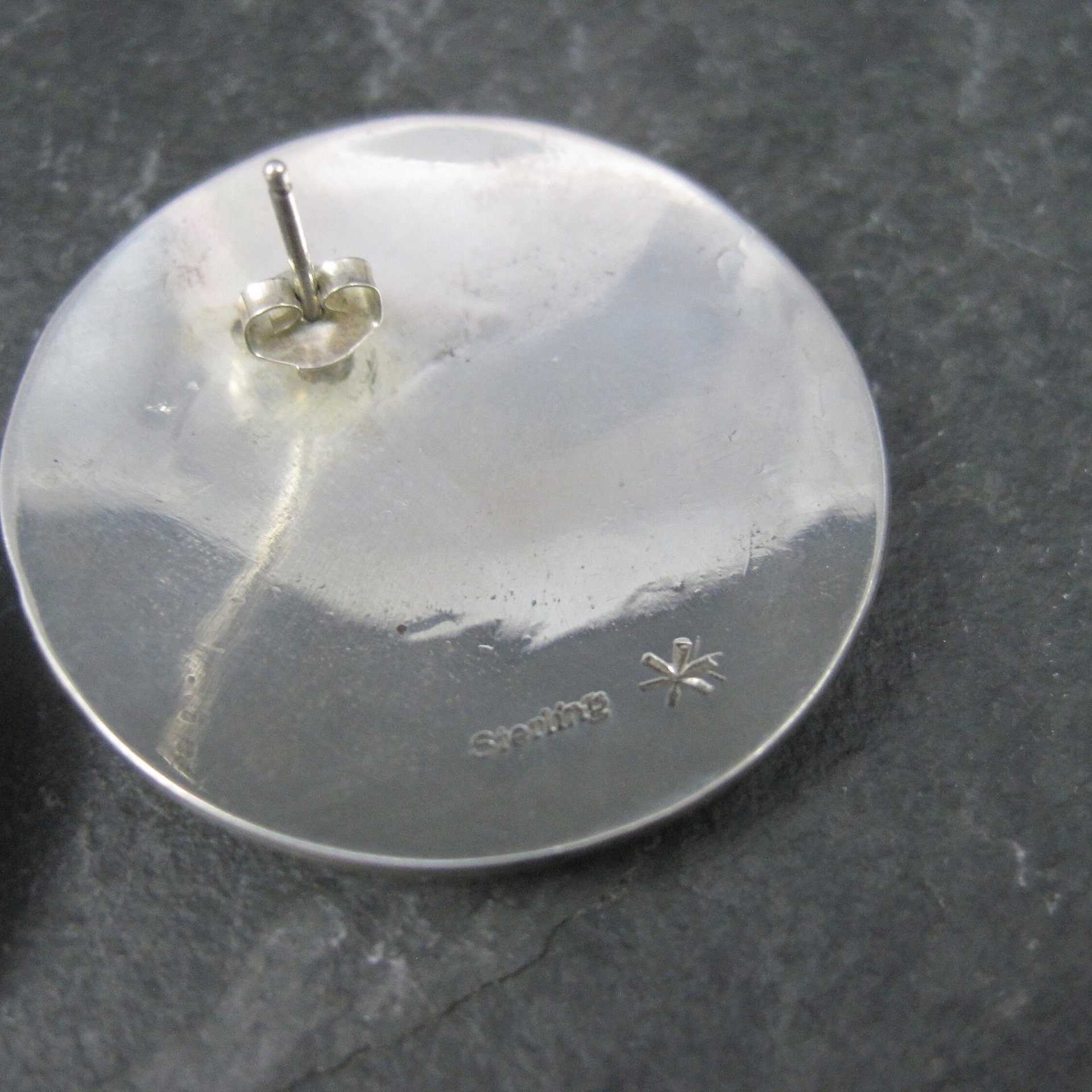 Large Sterling Native American Earrings Signed