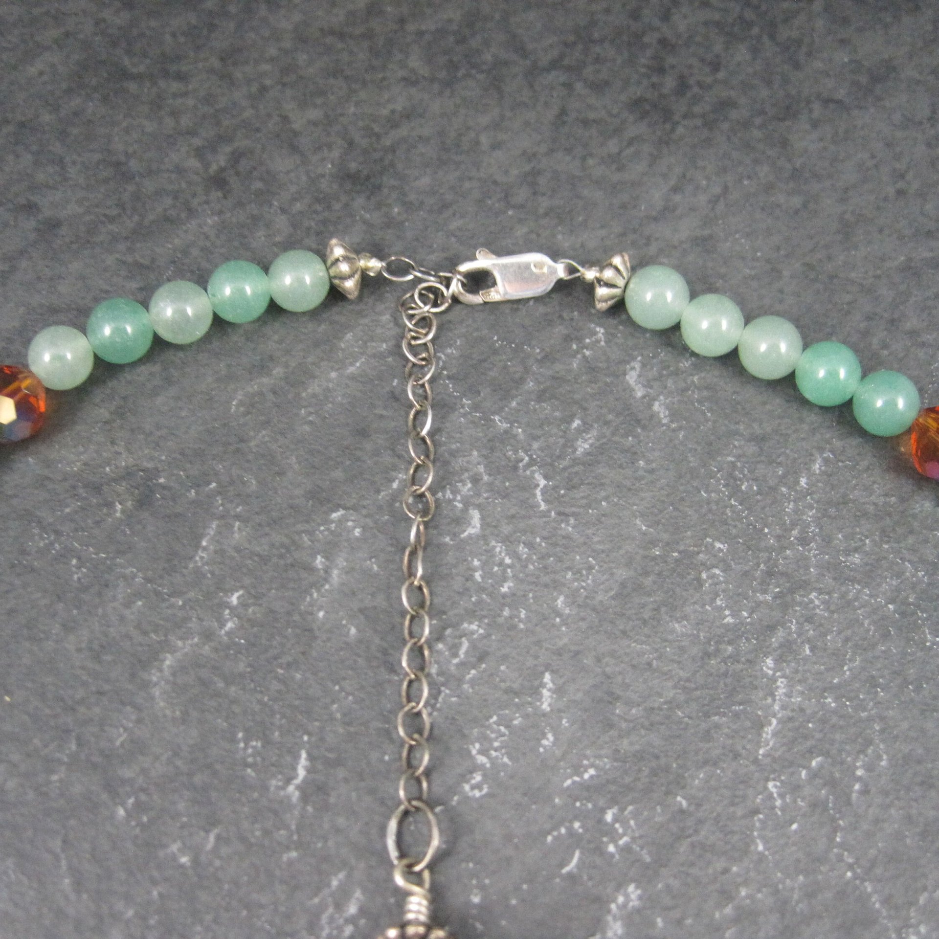 Vintage Aventurine Crystal Necklace 14-17"