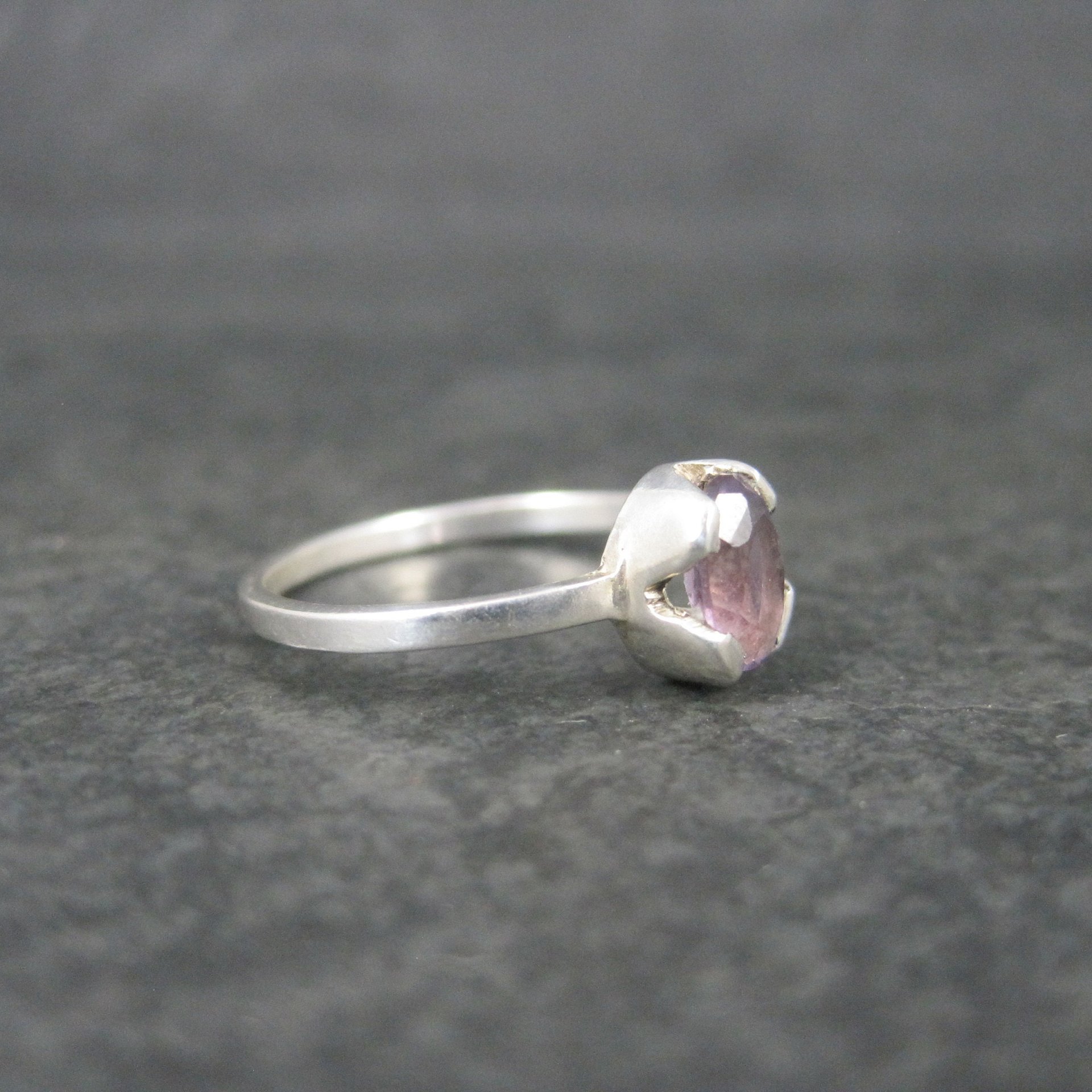 Simple Sterling Amethyst Ring Size 7
