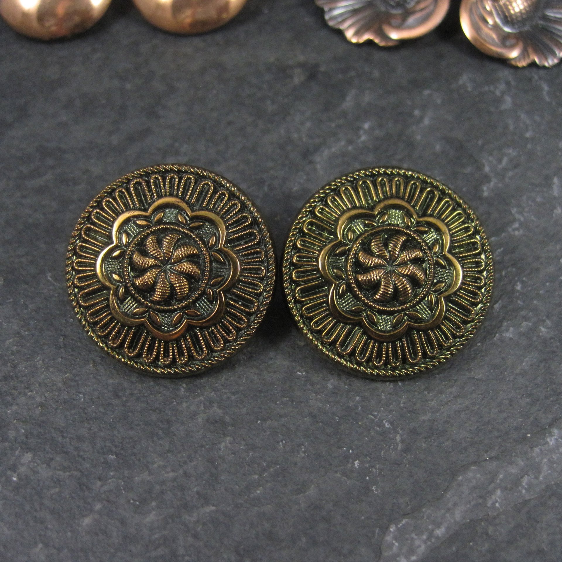 Destash Lot of 3 Copper Clip On Earrings