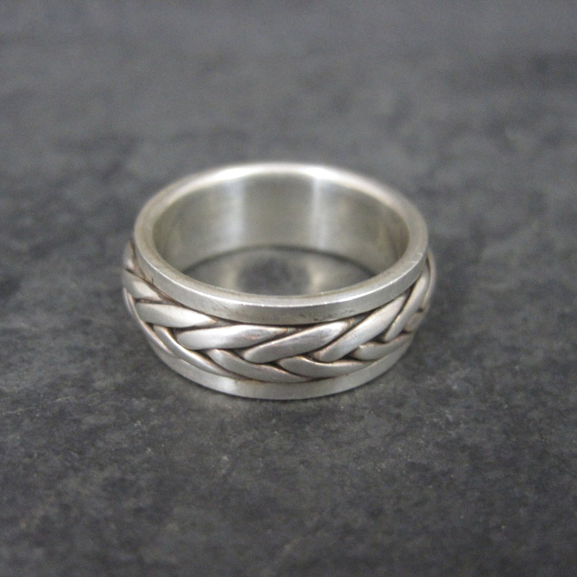 Vintage Sterling Worry Spinner Band Ring Size 8