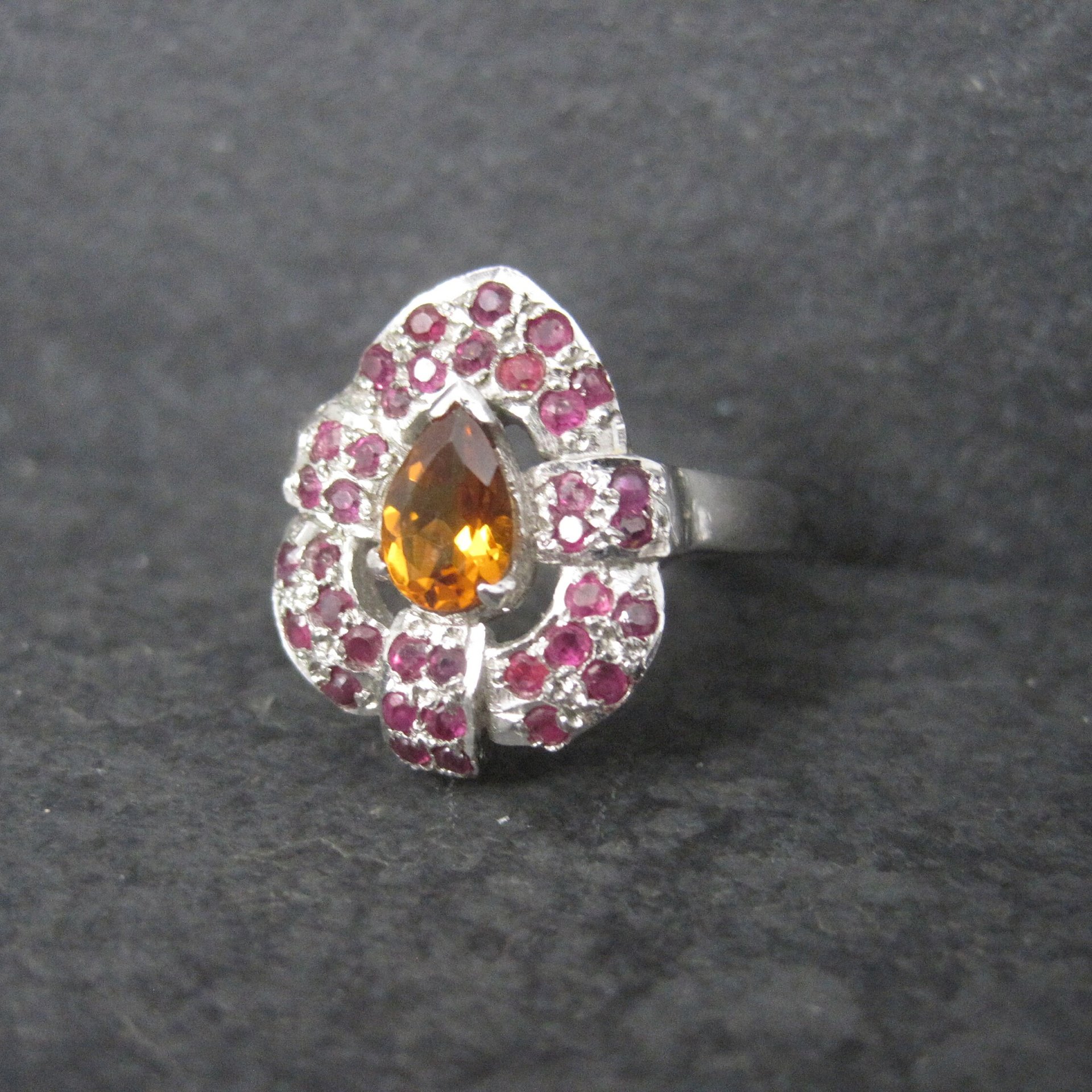Vintage Sterling Orange Spessartite Ruby Ring Size 5.5
