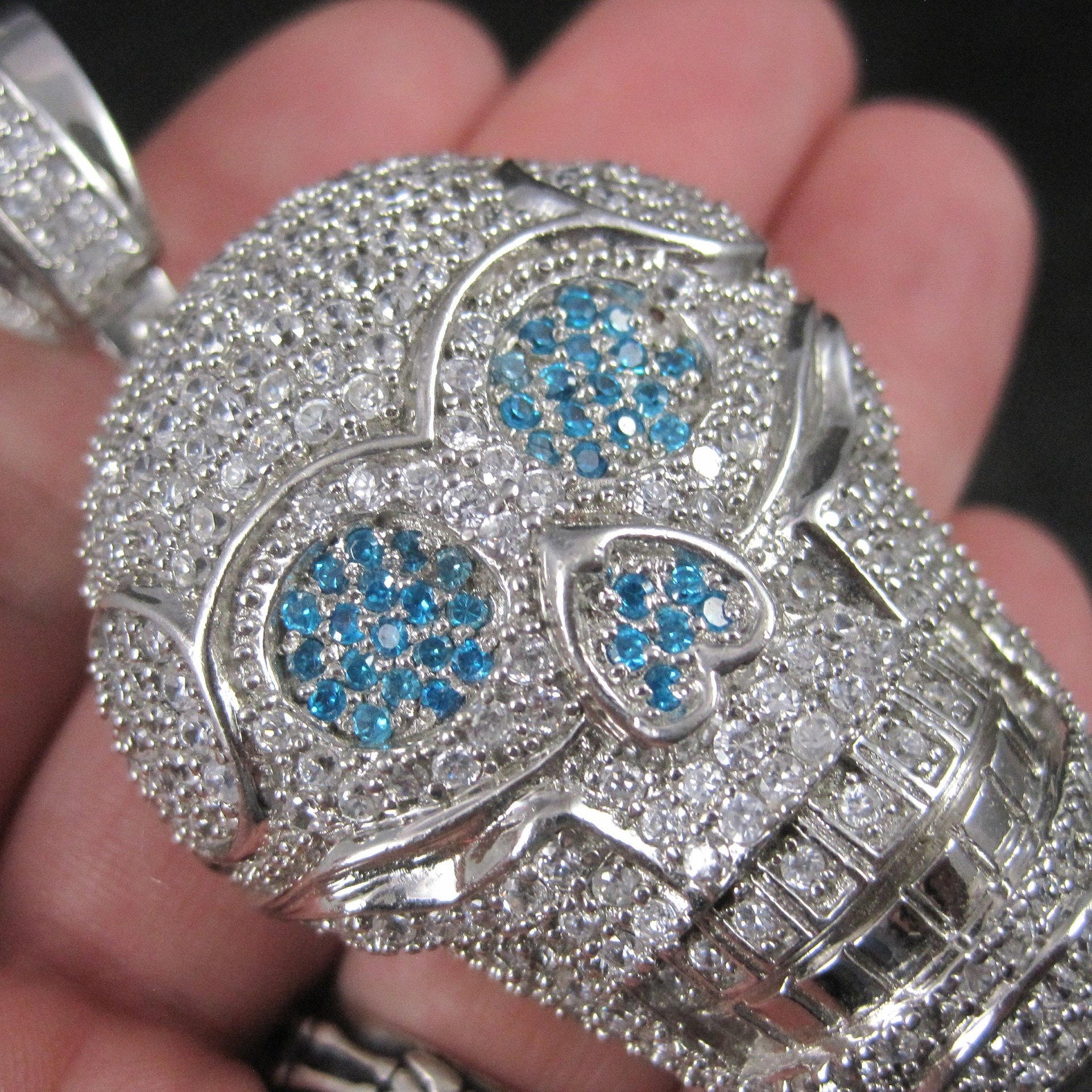 Huge Dimensional Sterling Skull Pendant