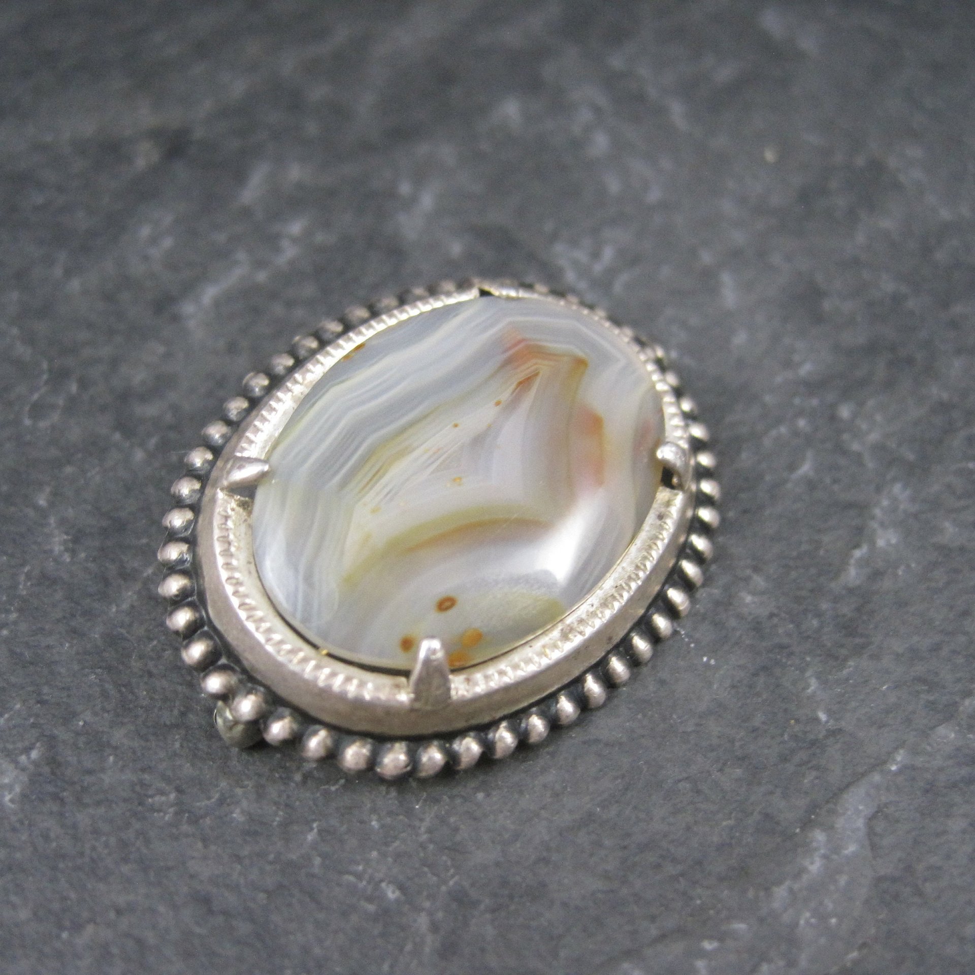Vintage Sterling Agate Brooch LS Perterson Co