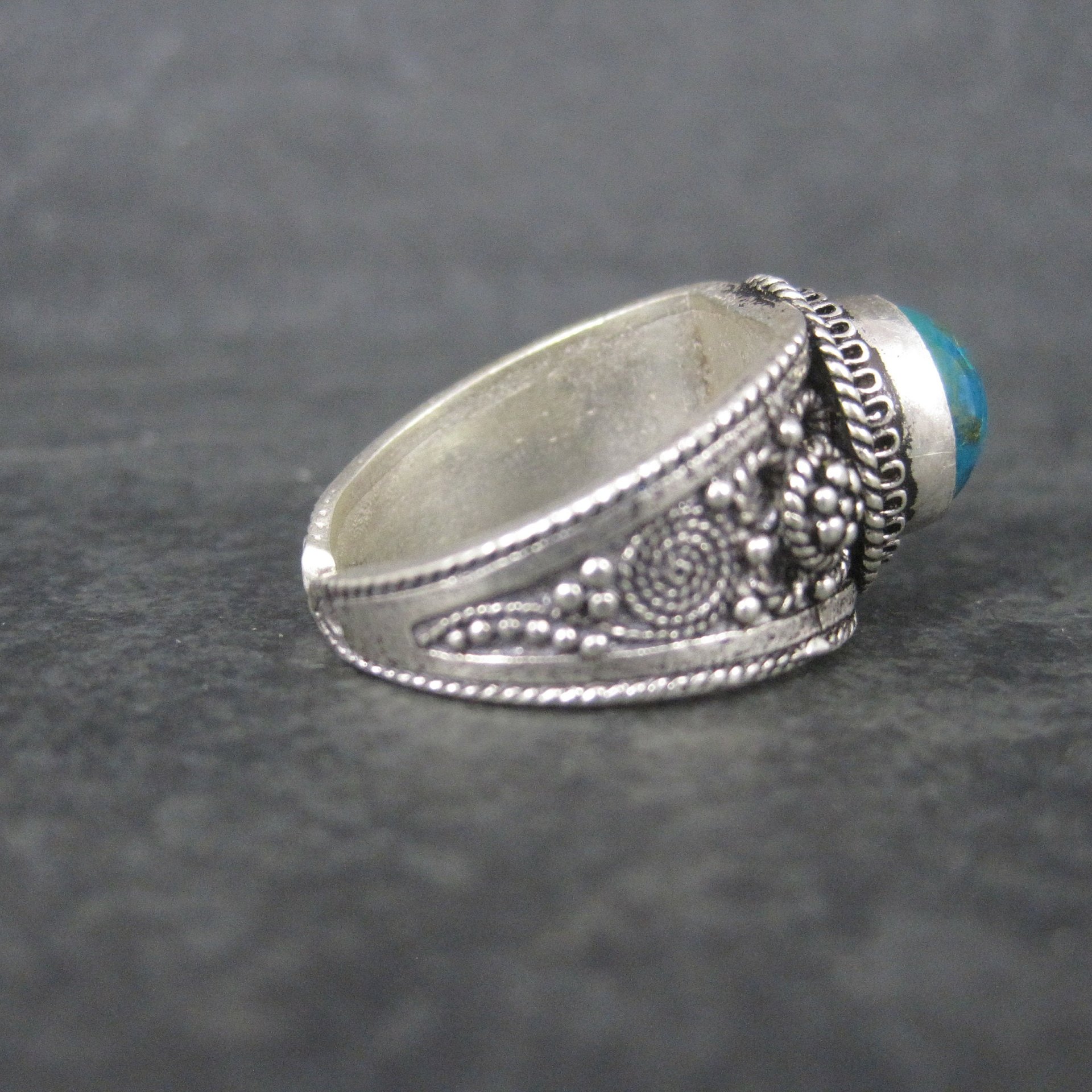 Vintage 950 Silver Chrysocolla Ring Size 9.5