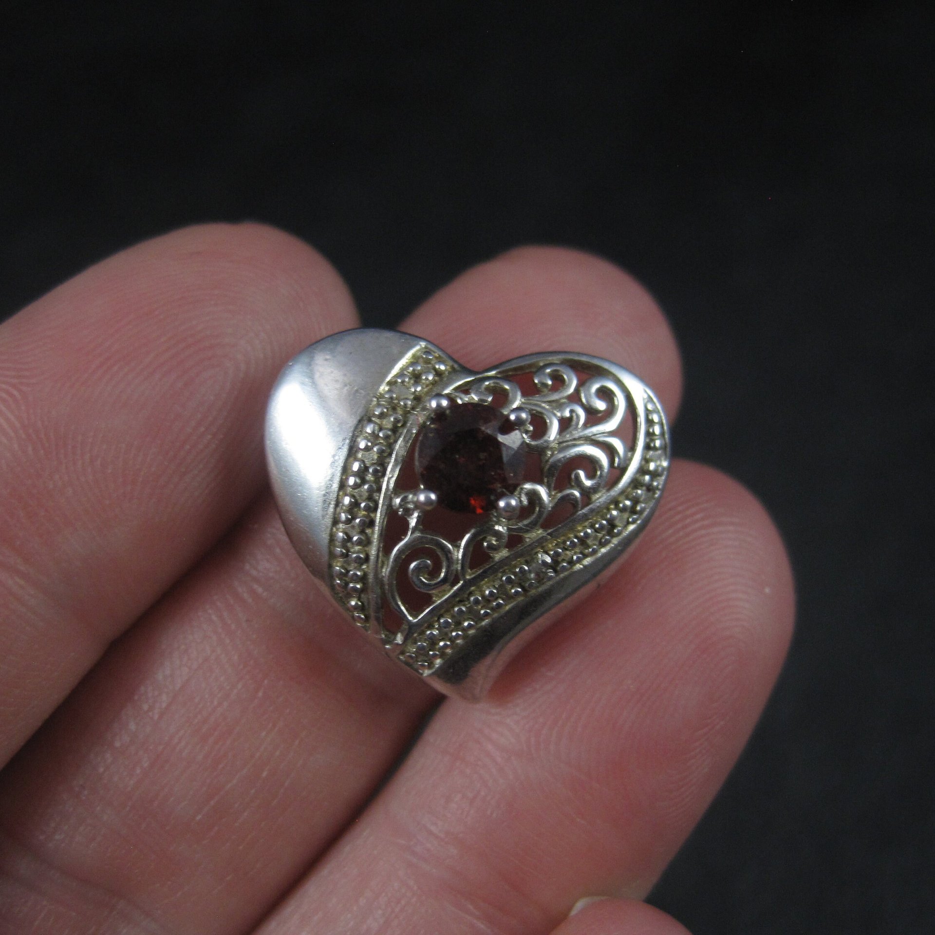 Sterling Garnet Heart Pendant Ross Simons