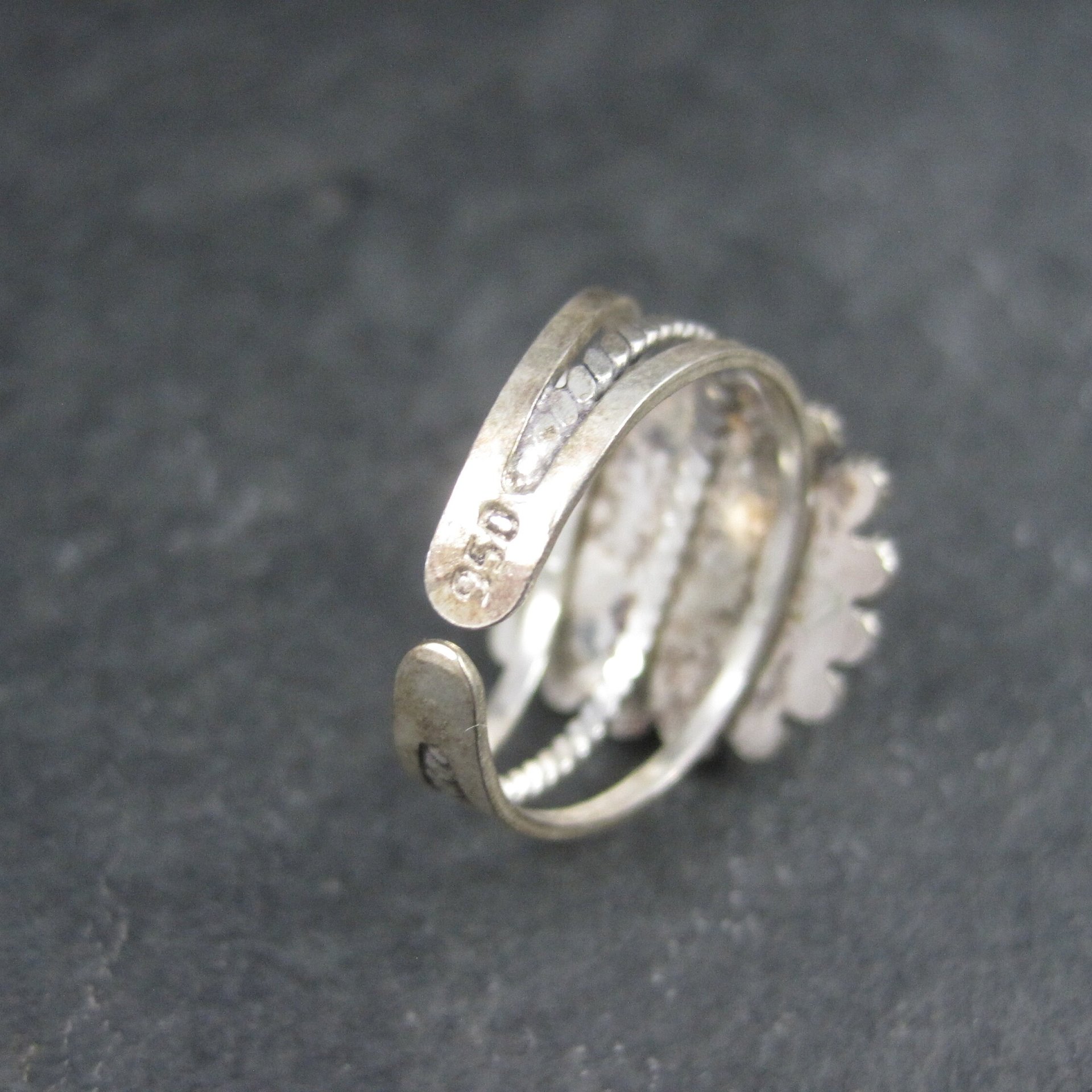 Vintage 950 Sterling Cannetille Tigers Eye Ring Adjustable Size 9