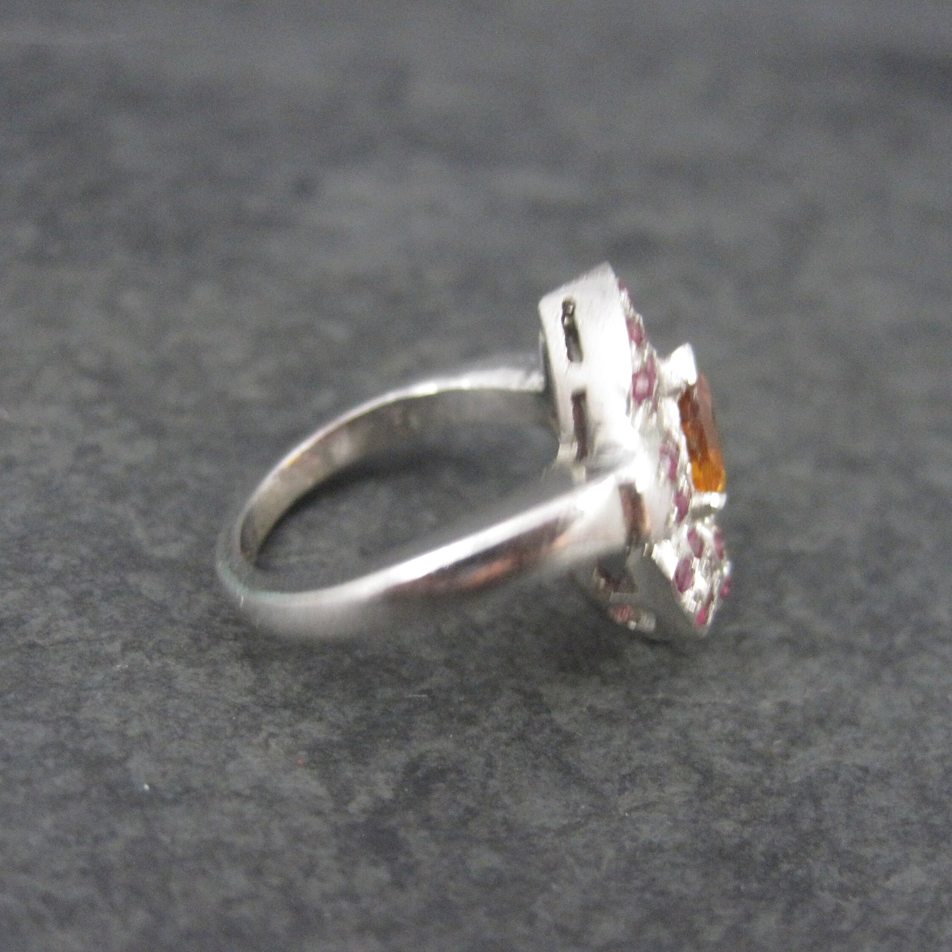 Vintage Sterling Orange Spessartite Ruby Ring Size 5.5