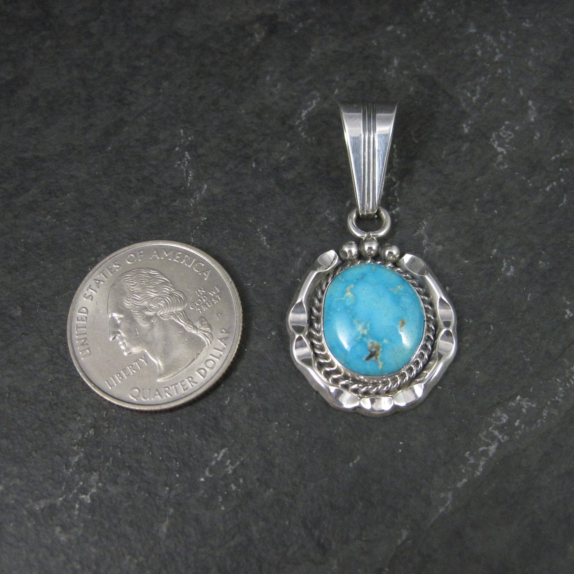 Vintage Native American Sterling Turquoise Pendant