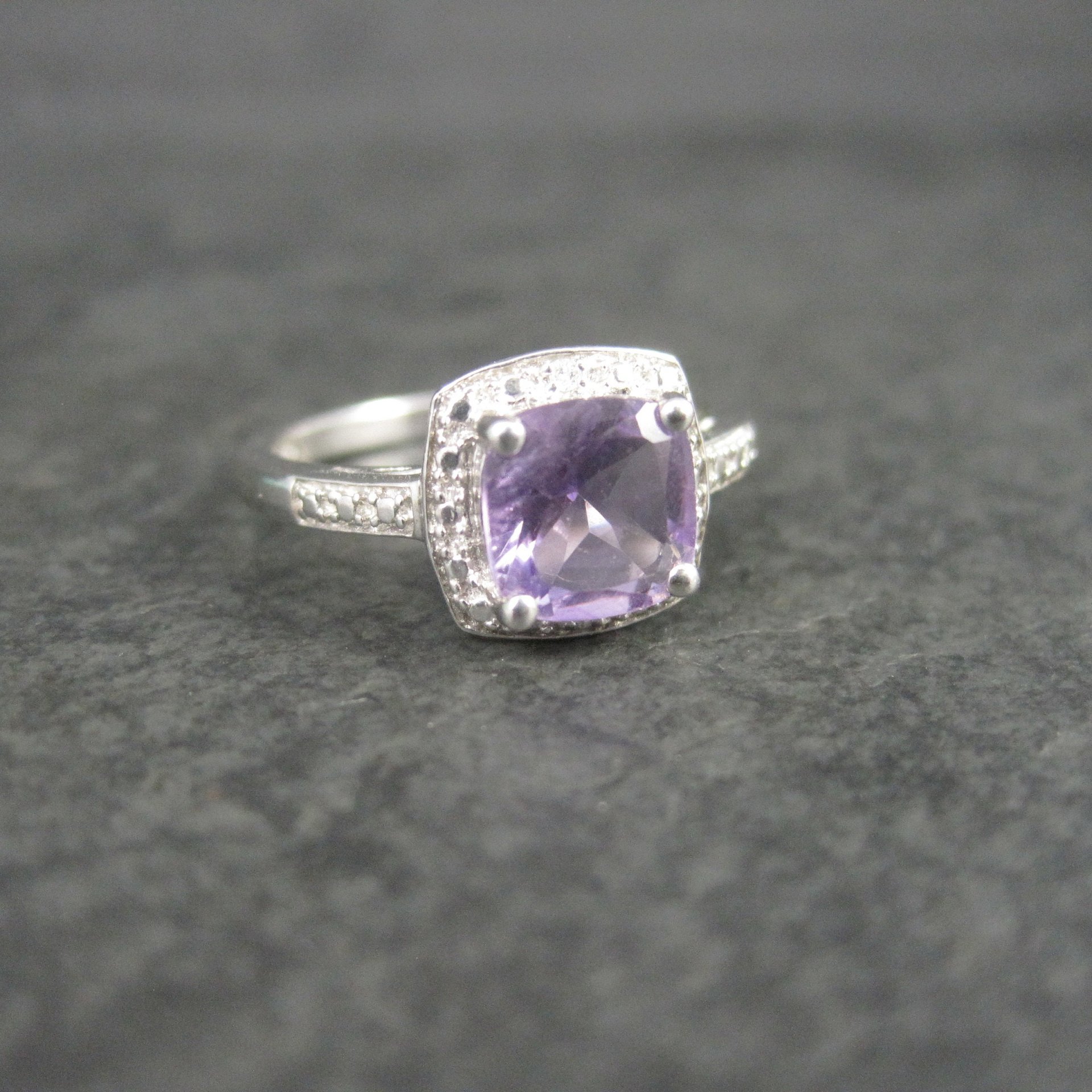 Vintage Sterling Amethyst Ring Size 7