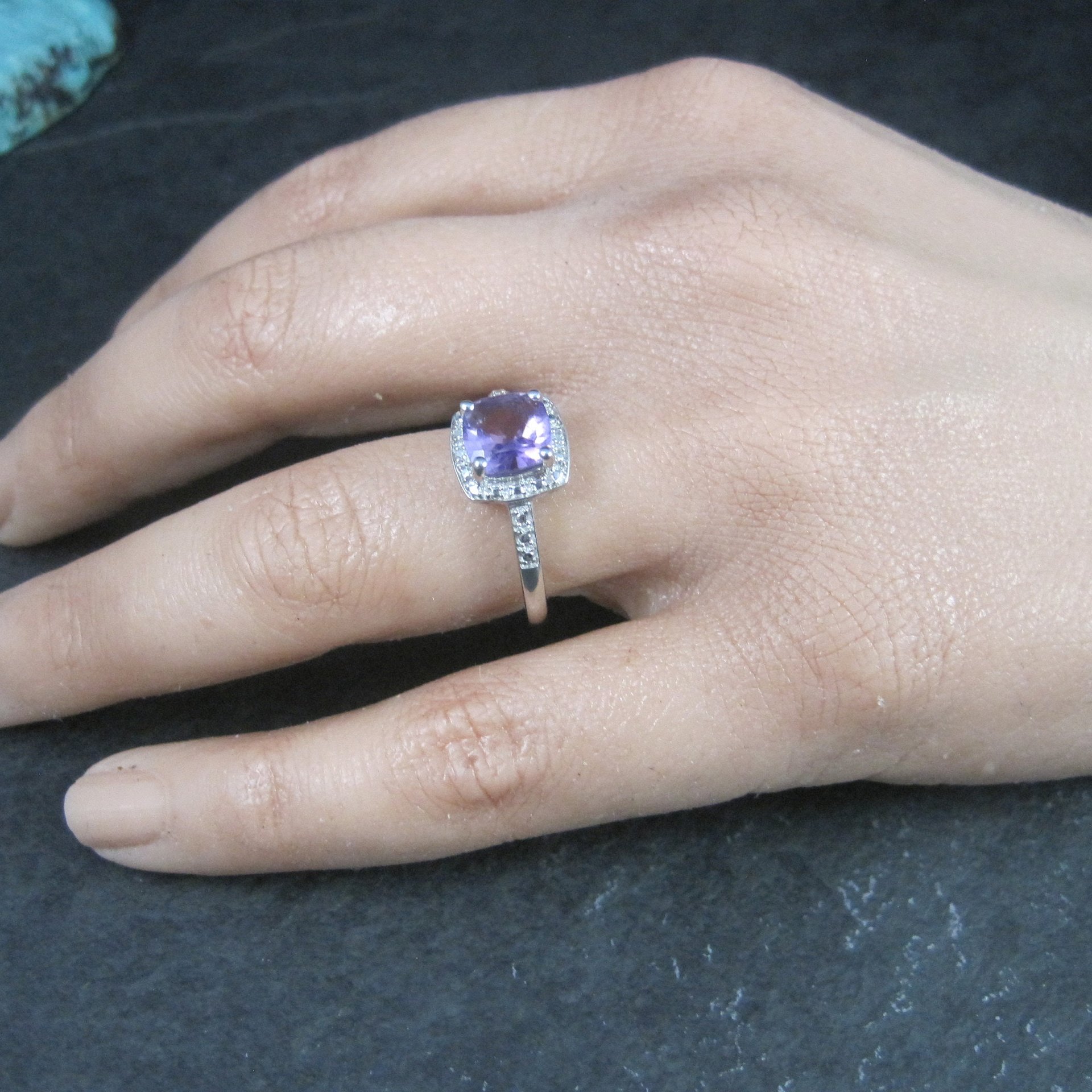 Vintage Sterling Amethyst Ring Size 7