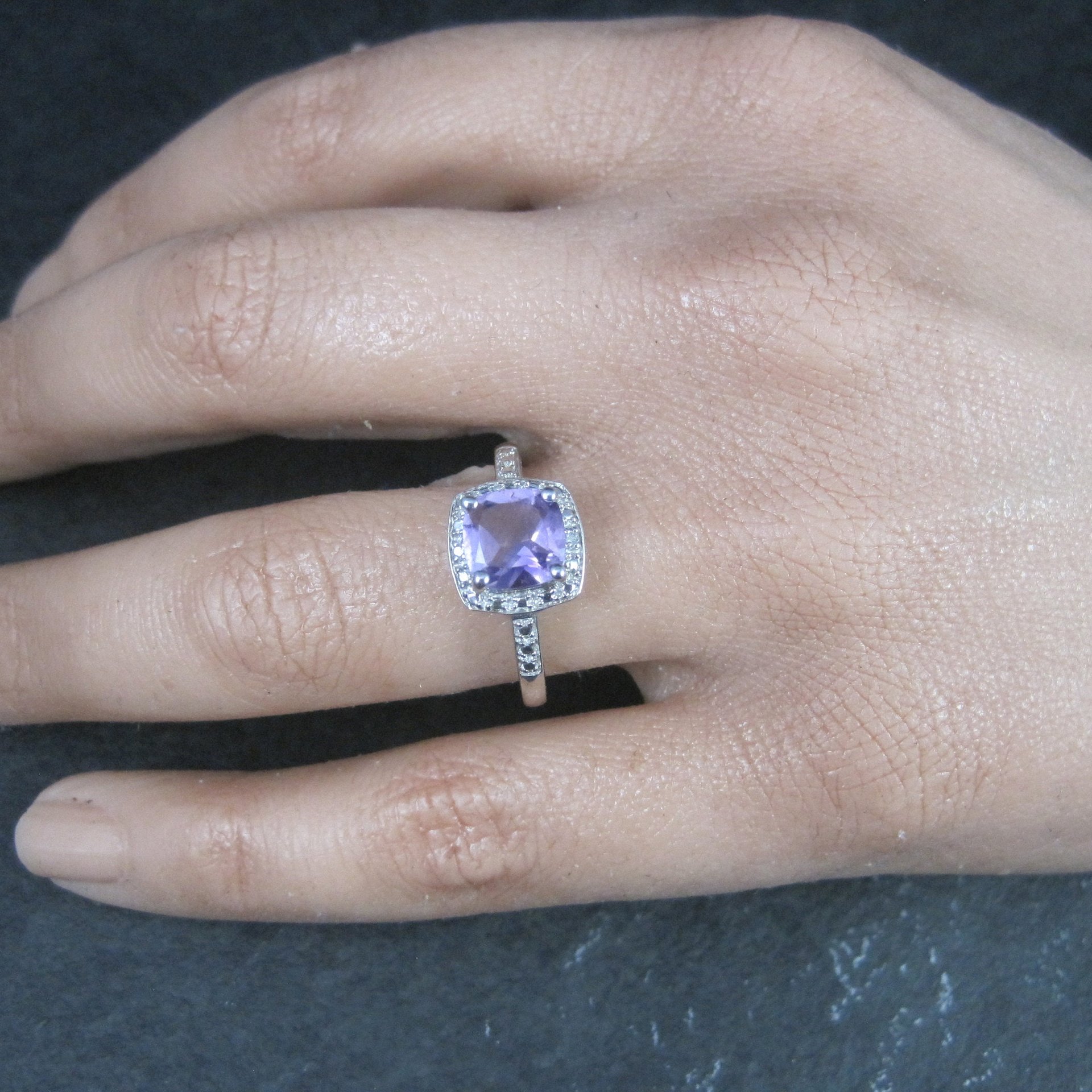 Vintage Sterling Amethyst Ring Size 7