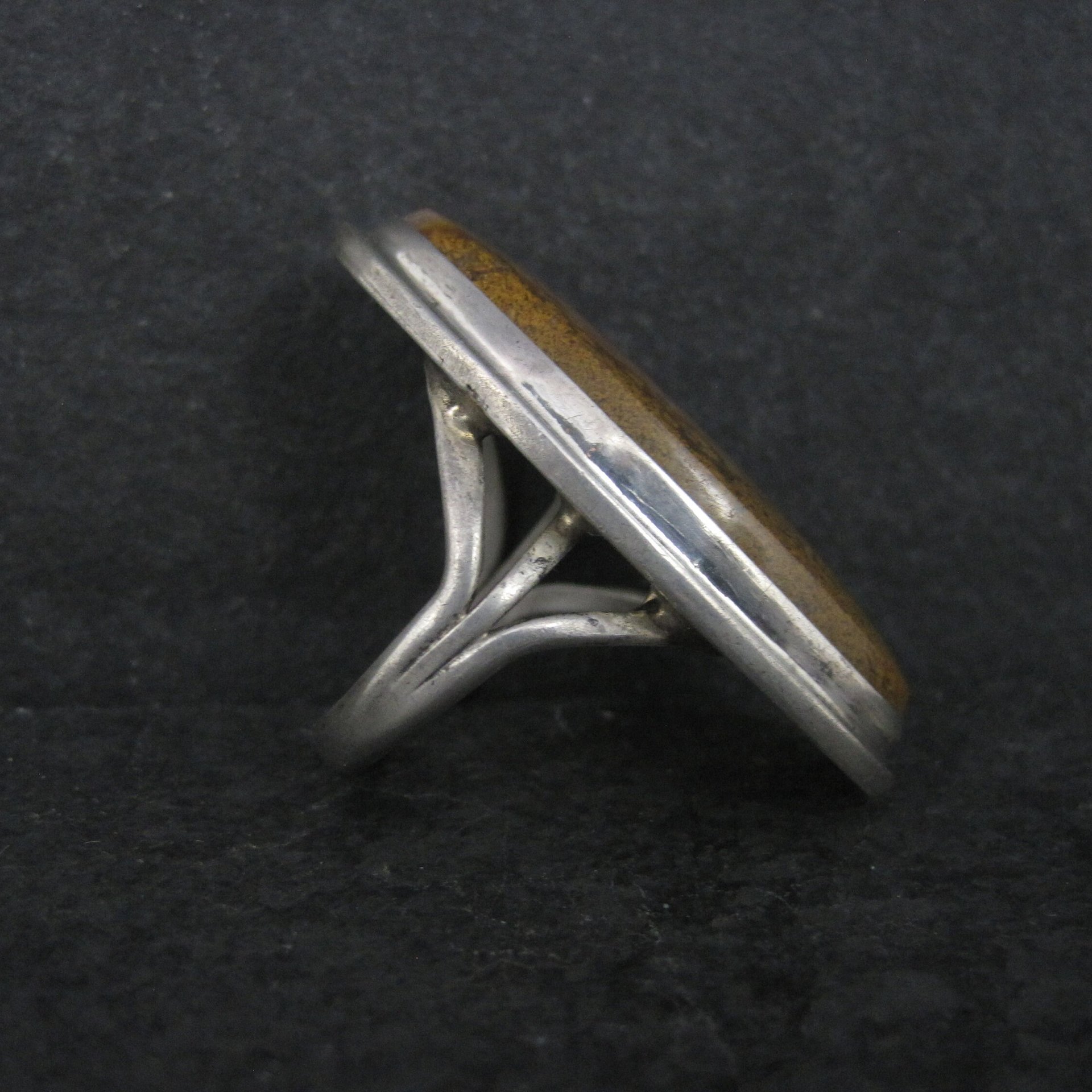 Long Southwestern Sterling Jasper Ring Size 7
