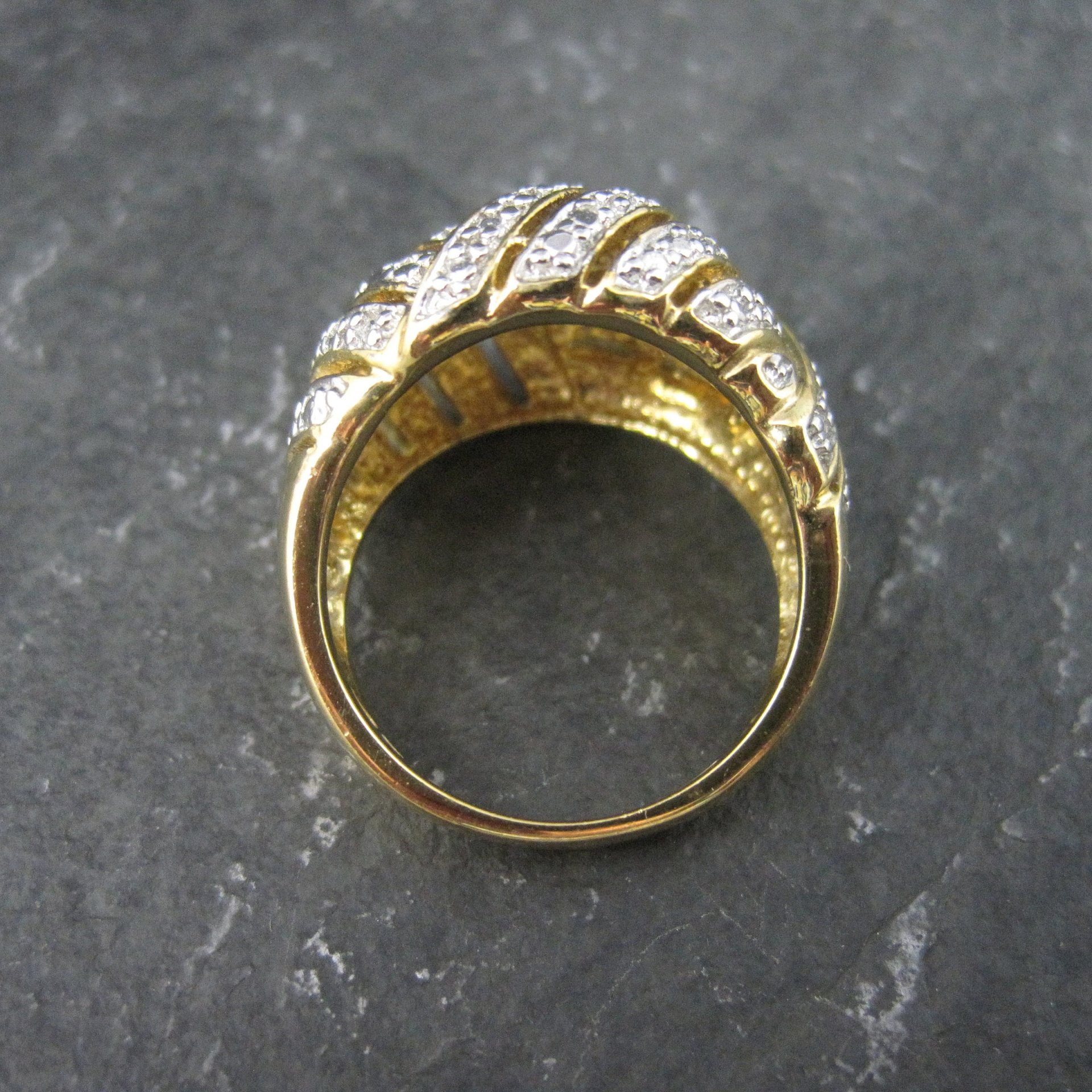 Vintage Vermeil Sterling Diamond Illusion Dome Ring Size 7