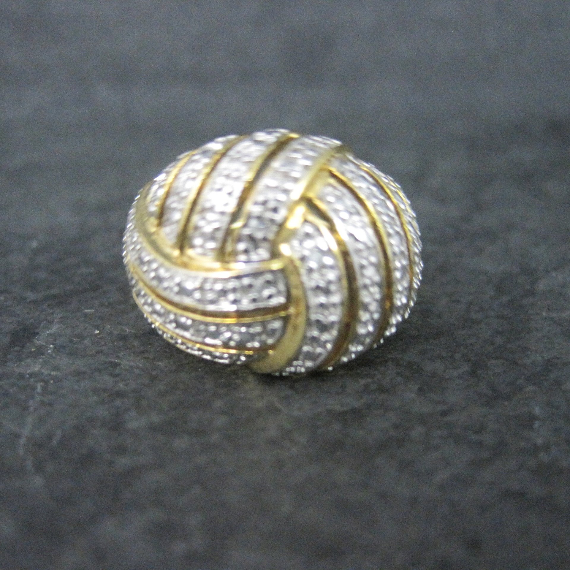 Vintage Vermeil Sterling Diamond Illusion Dome Ring Size 7