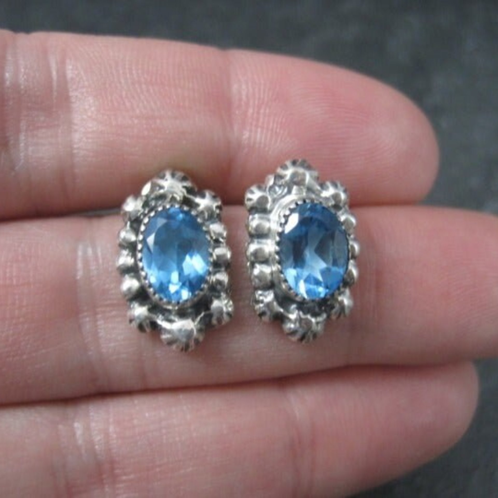 Southwestern Sterling Topaz Stud Earrings