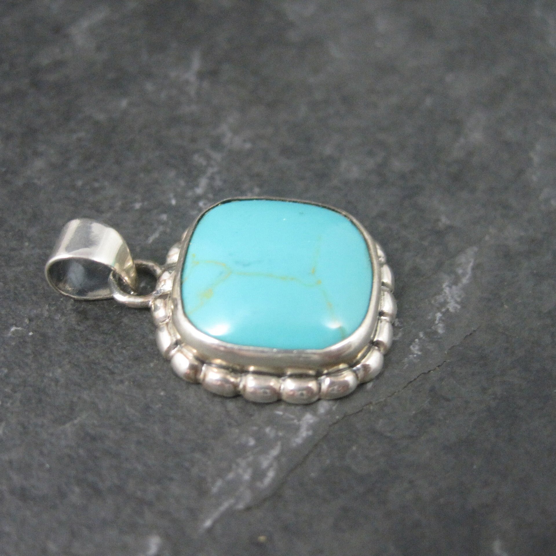 Estate Sterling Faux Turquoise Pendant