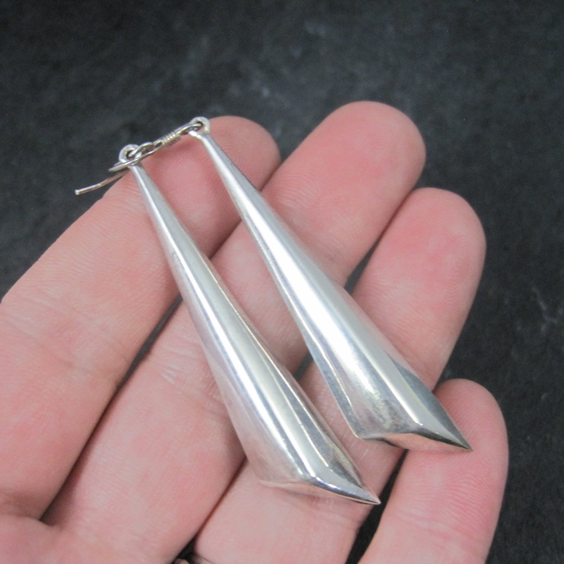 Long 90s Sterling Contemporary Modern Earrings