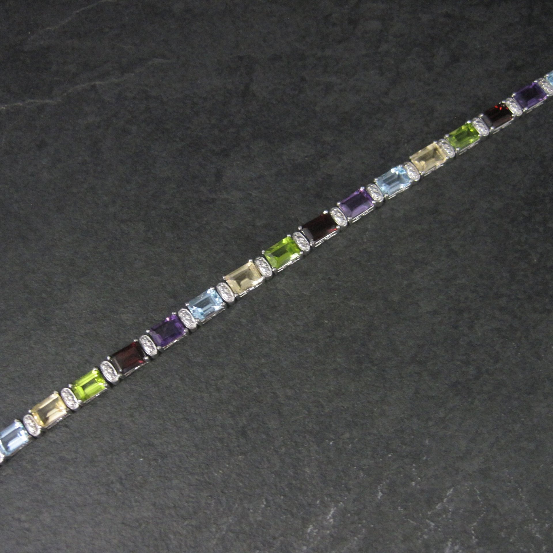 Estate Sterling Gemstone Bracelet 7.5 Inches