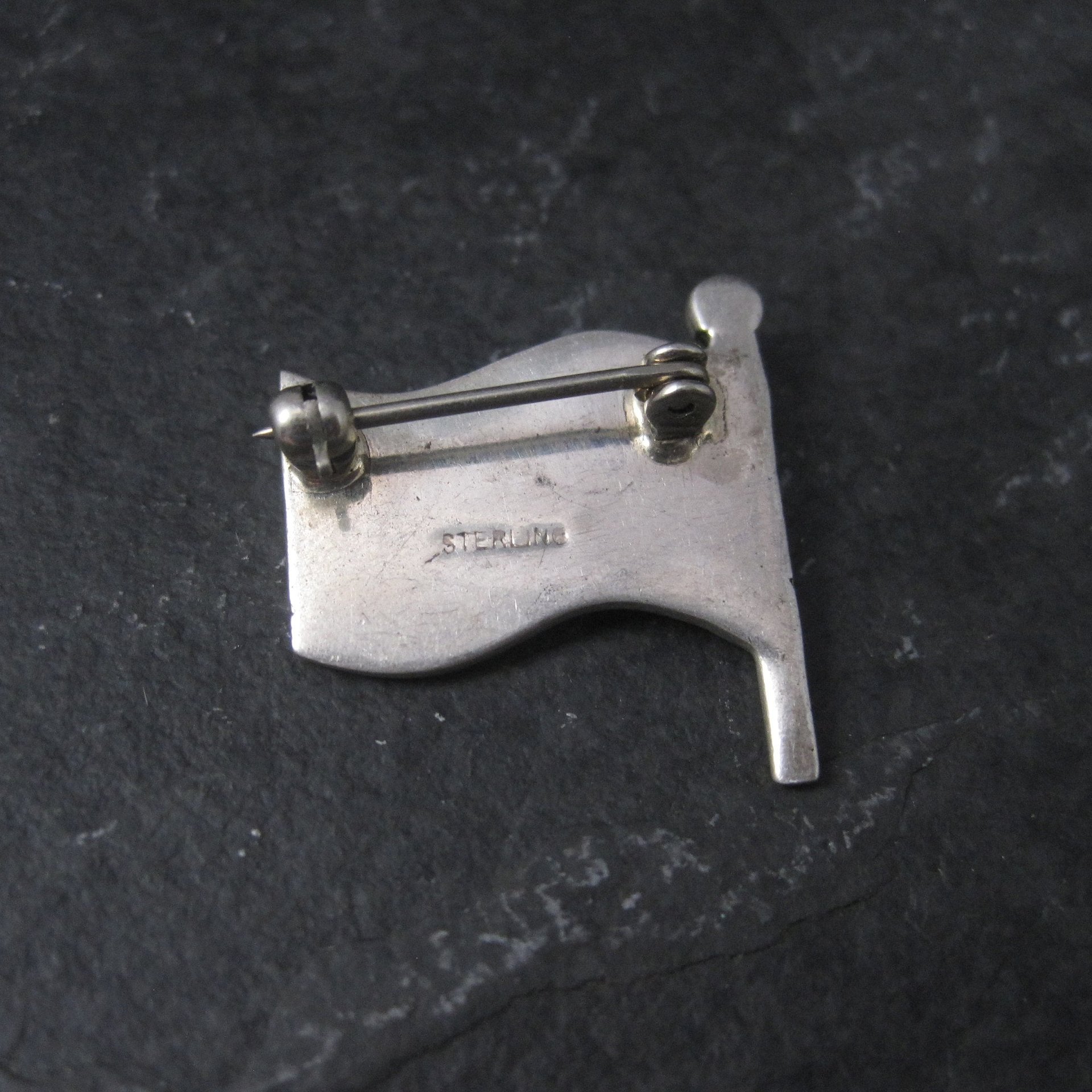 US Flag Brooch Pin Southwestern Sterling Inlay