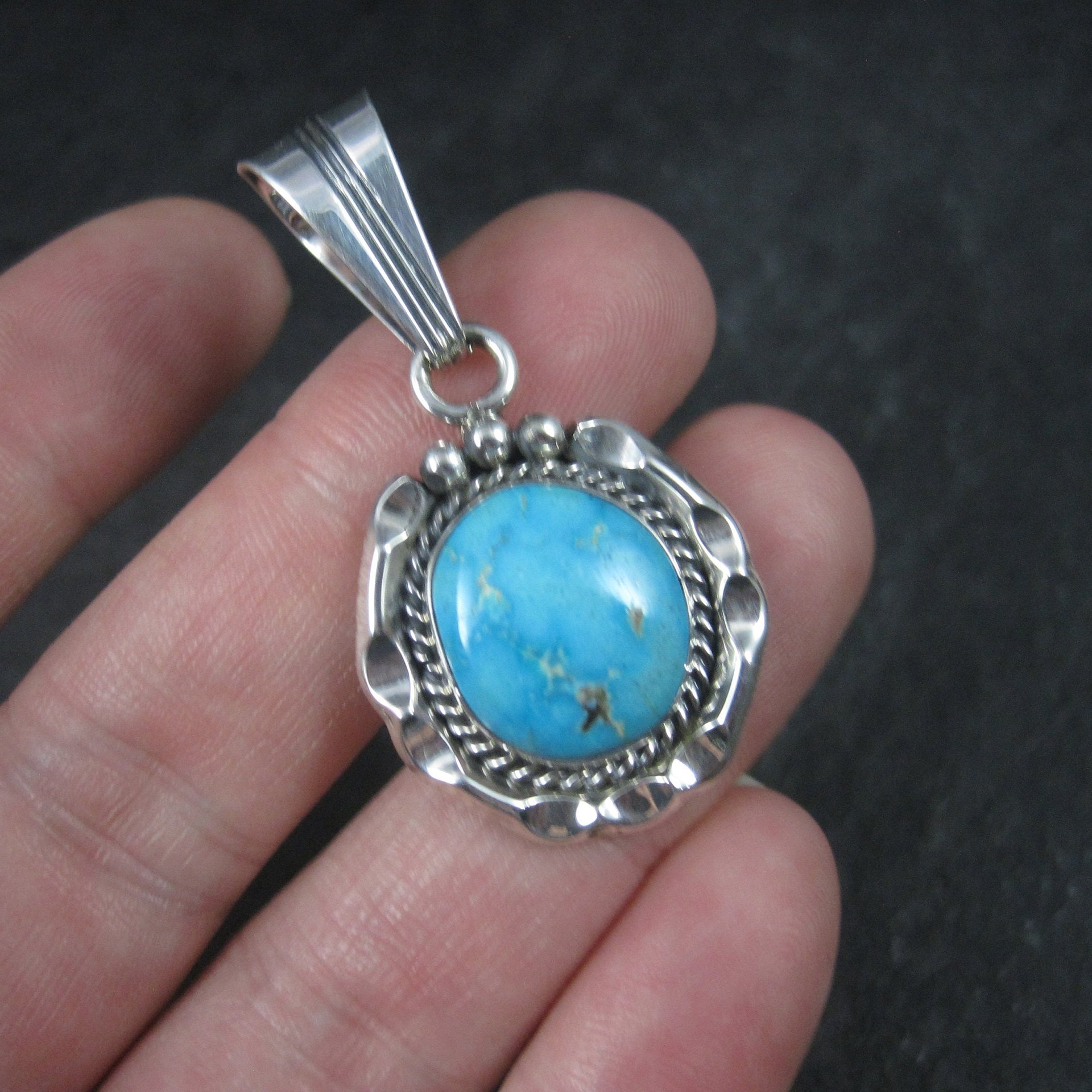 Vintage Native American Sterling Turquoise Pendant