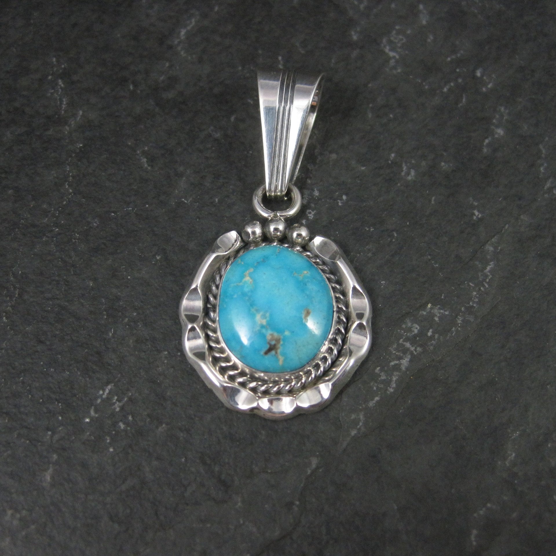 Vintage Native American Sterling Turquoise Pendant