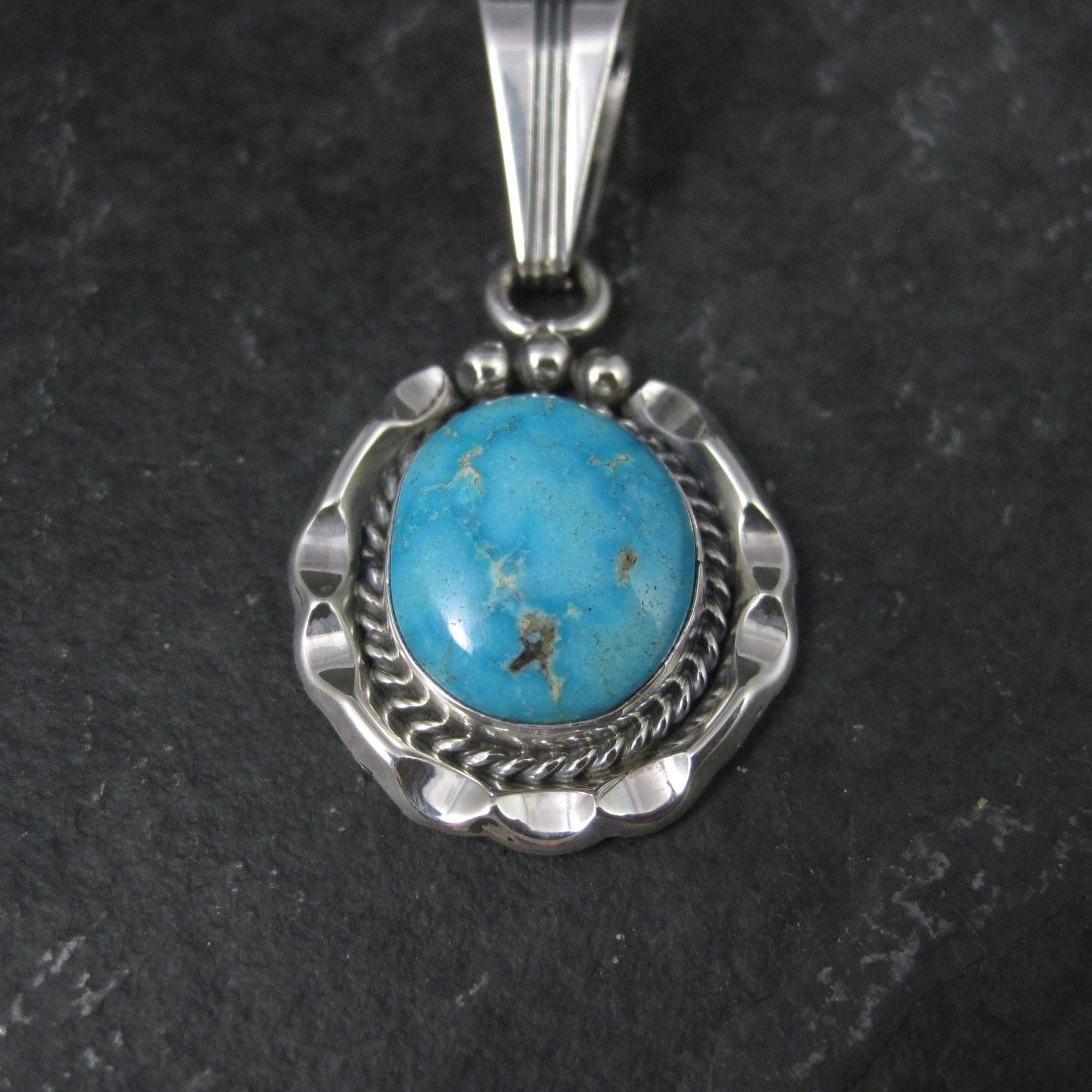 Vintage Native American Sterling Turquoise Pendant