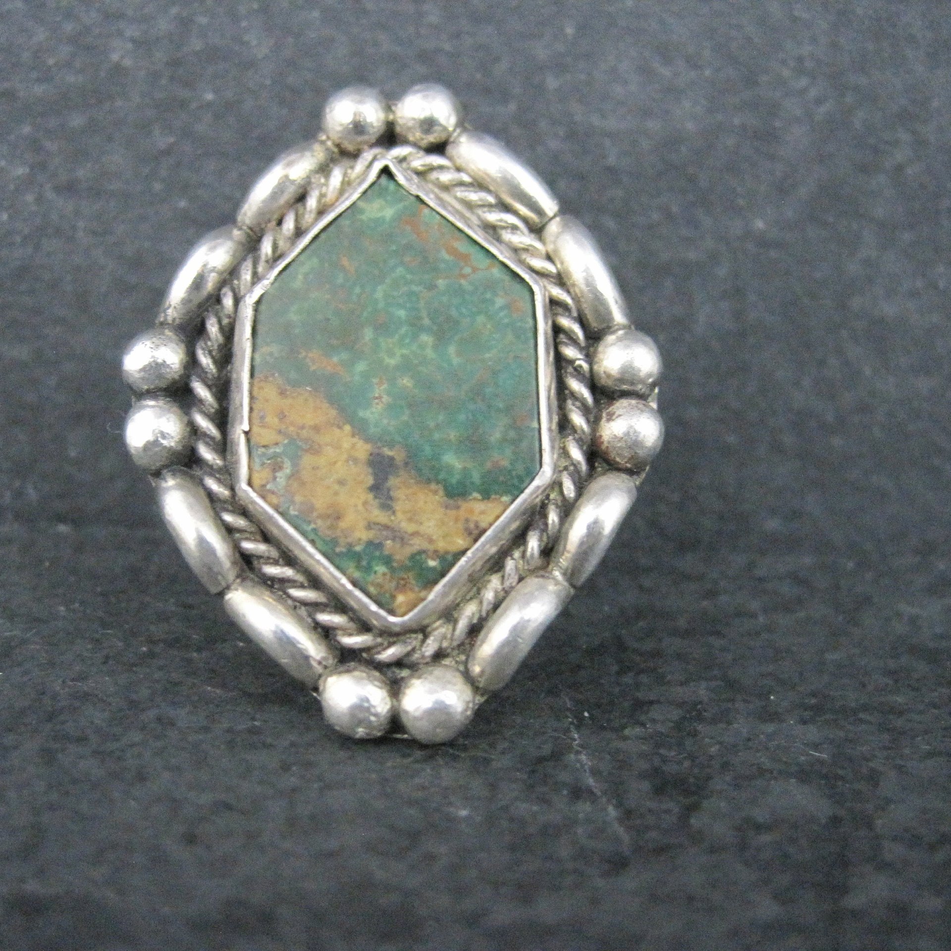 Southwestern Kings Manassa Green Turquoise Ring Size 8.5