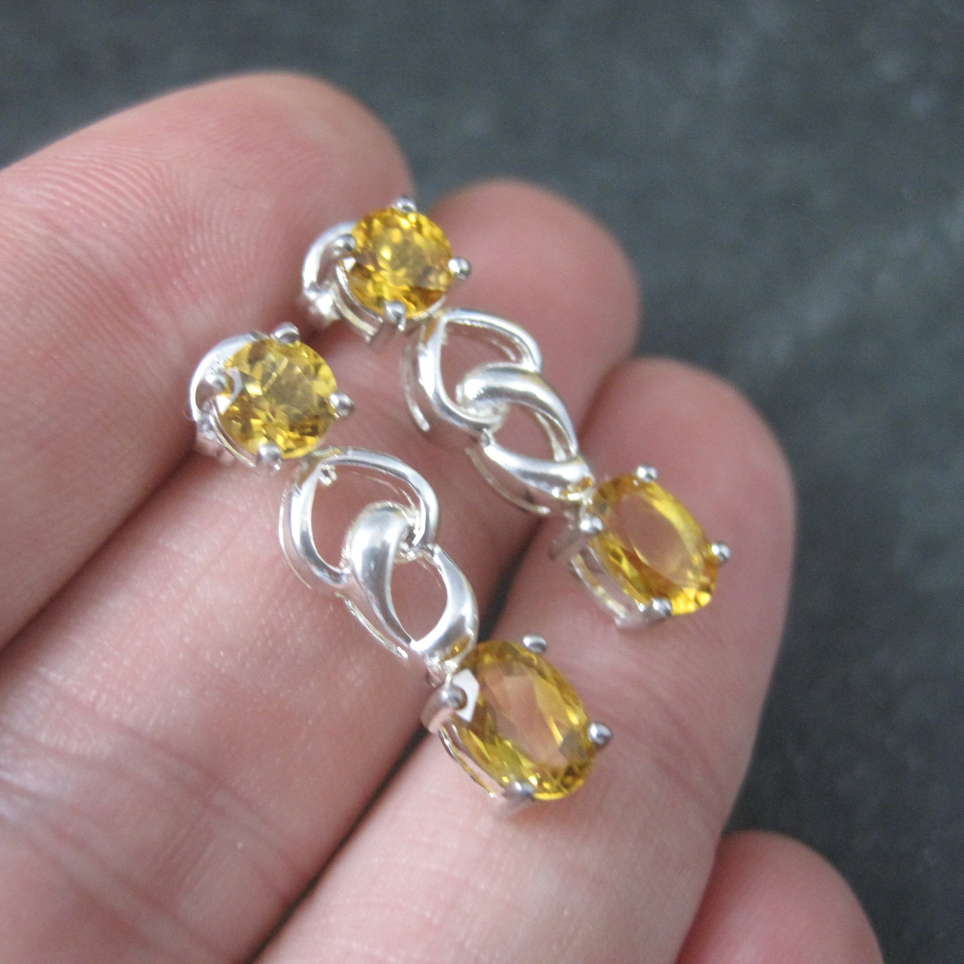 Estate Sterling Citrine Earrings