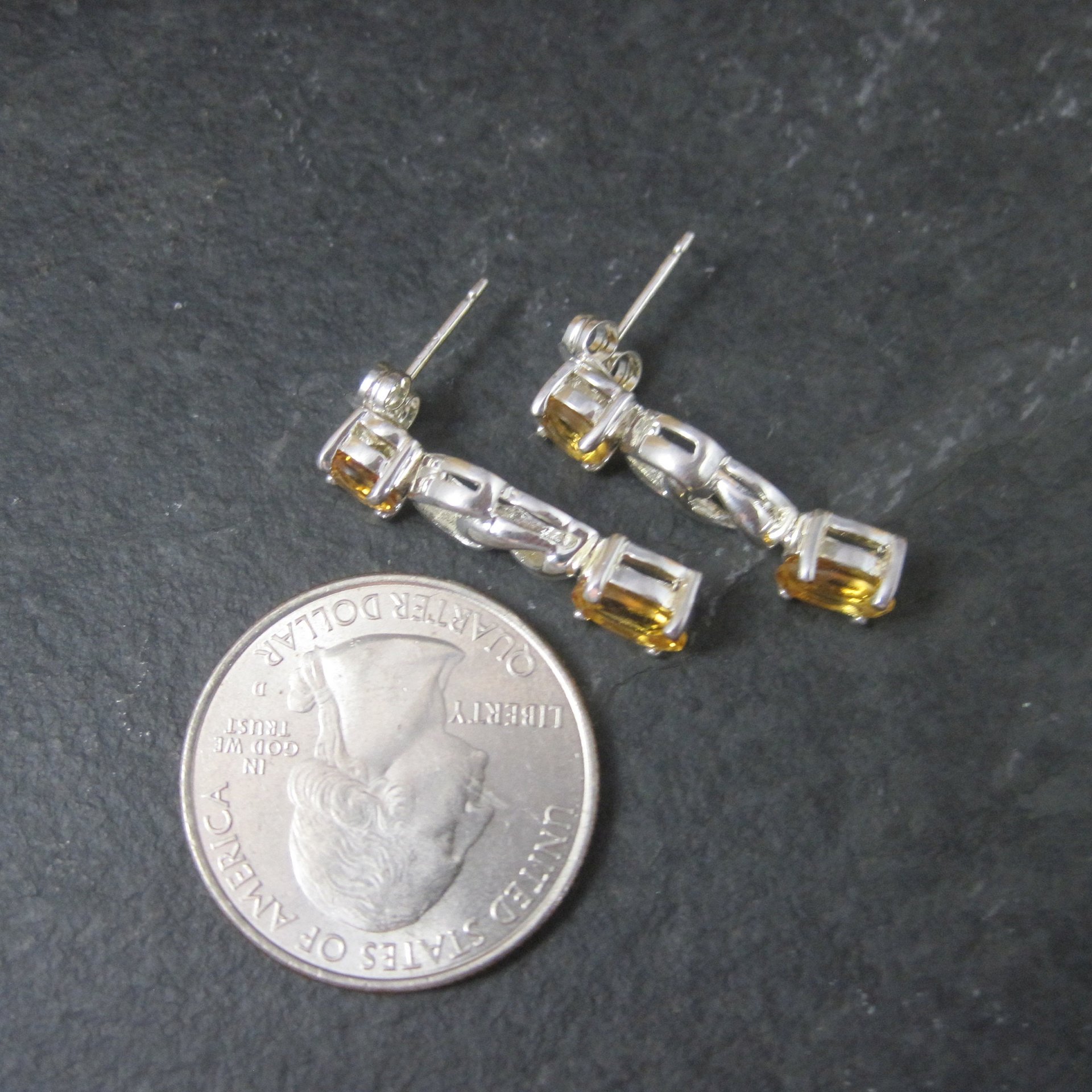 Estate Sterling Citrine Earrings
