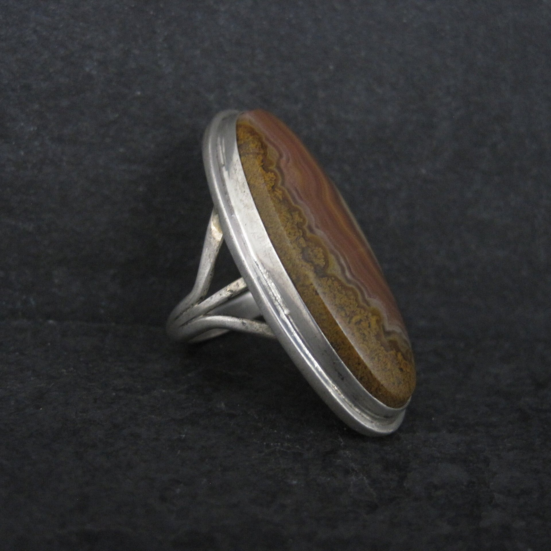 Long Southwestern Sterling Jasper Ring Size 7