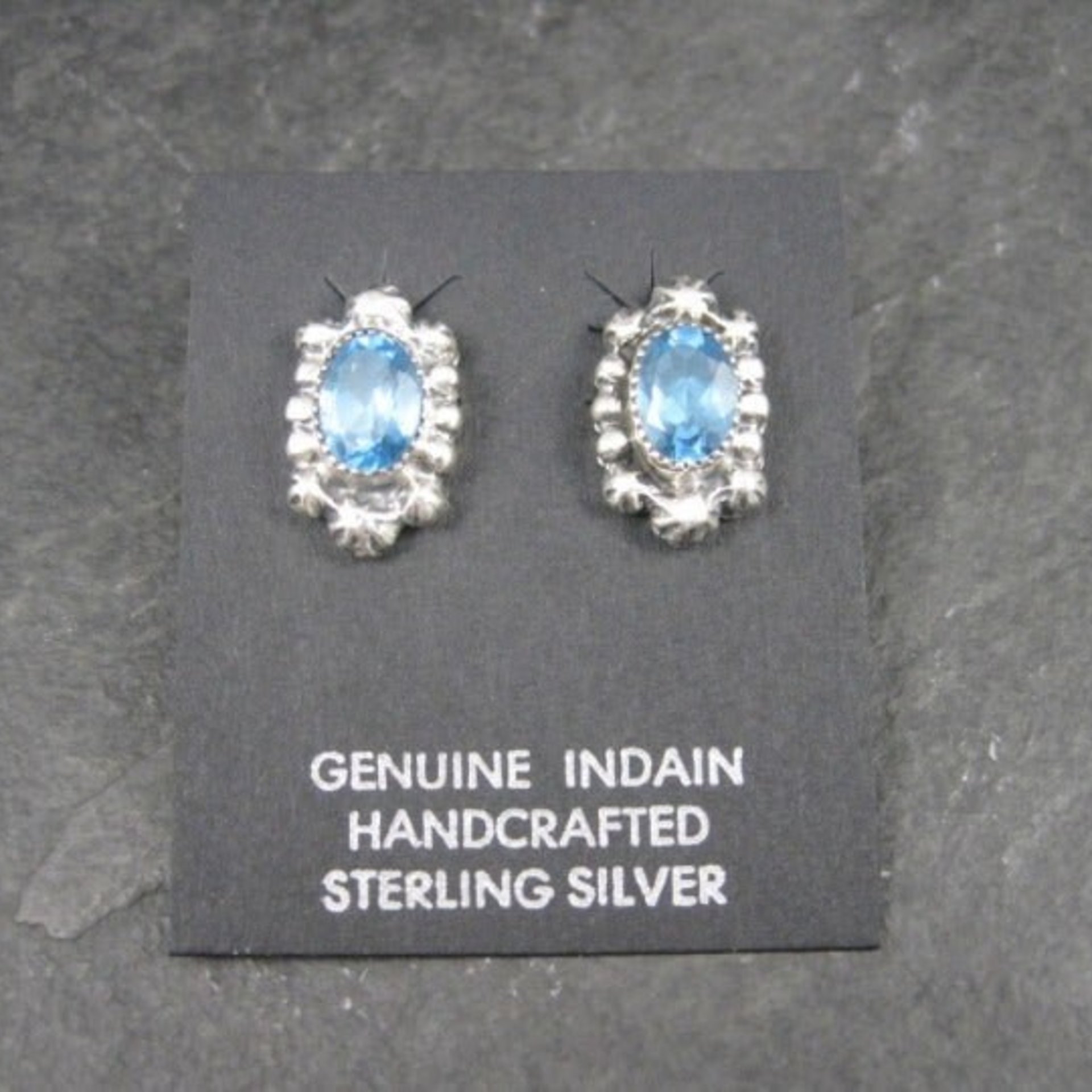 Southwestern Sterling Topaz Stud Earrings