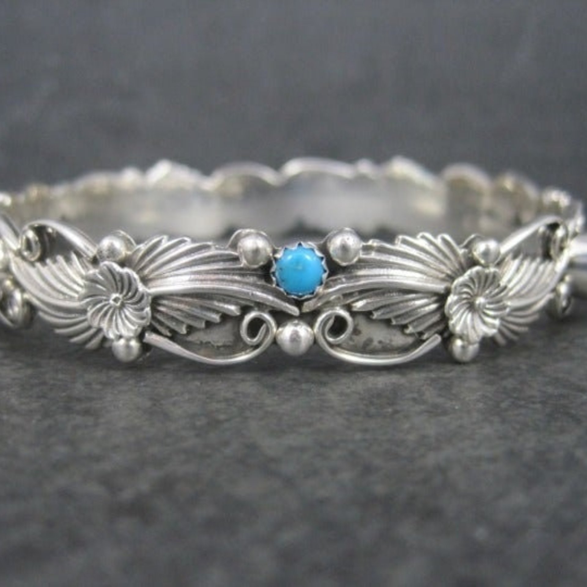 Southwestern Sterling Topaz Turquoise Bangle Bracelet