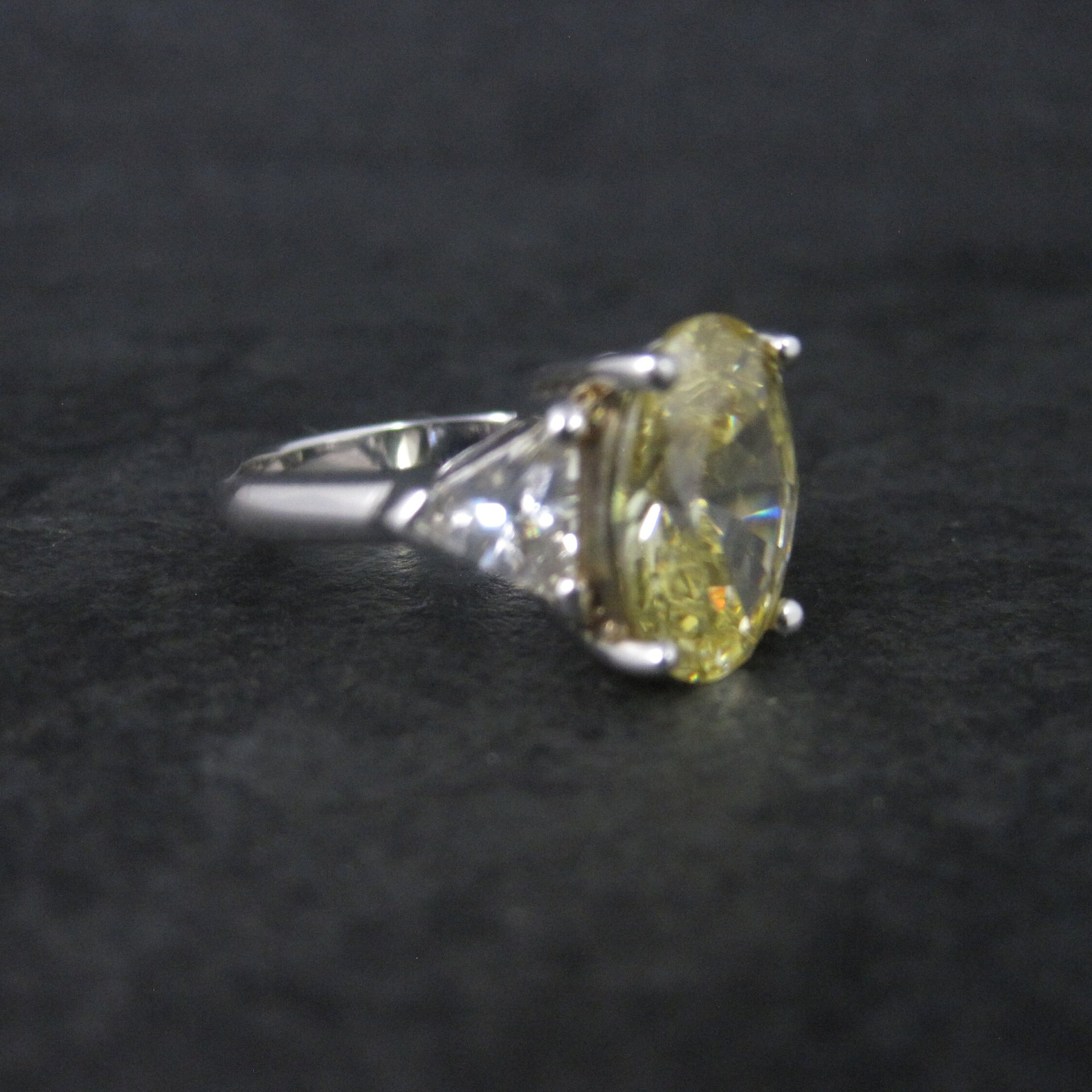 Estate Sterling Yellow Cz Cocktail Ring Size 8