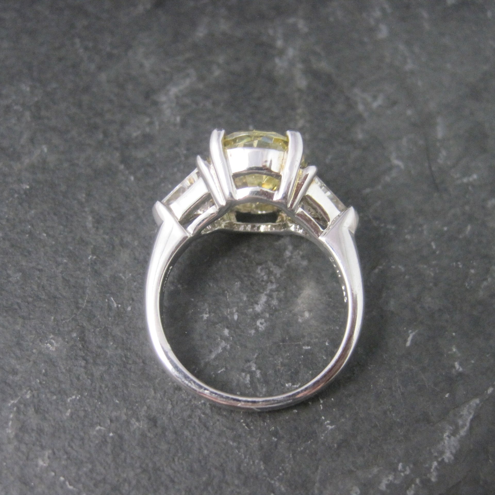 Estate Sterling Yellow Cz Cocktail Ring Size 8