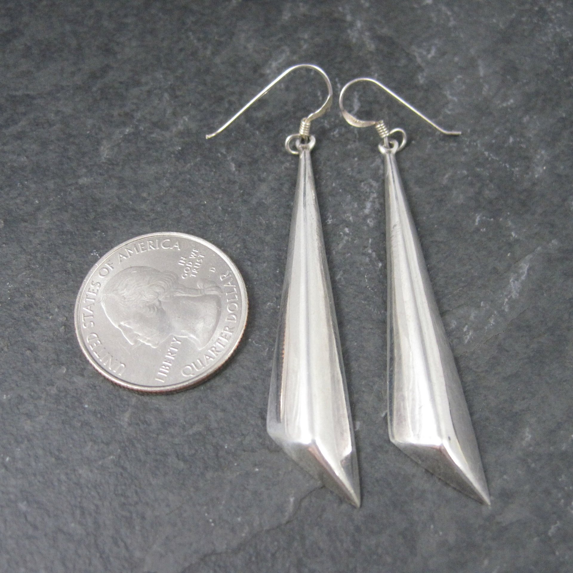 Long 90s Sterling Contemporary Modern Earrings