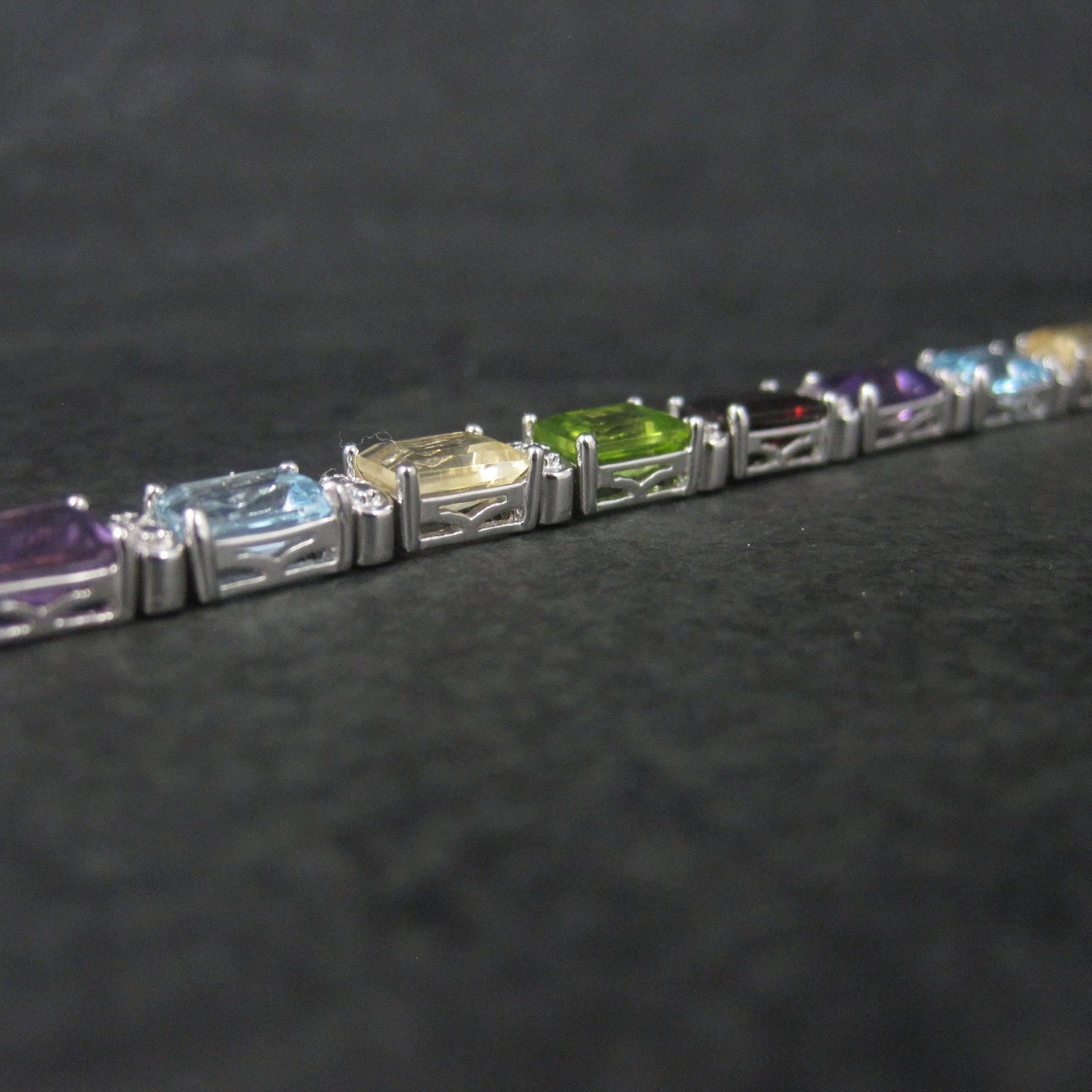Estate Sterling Gemstone Bracelet 7.5 Inches